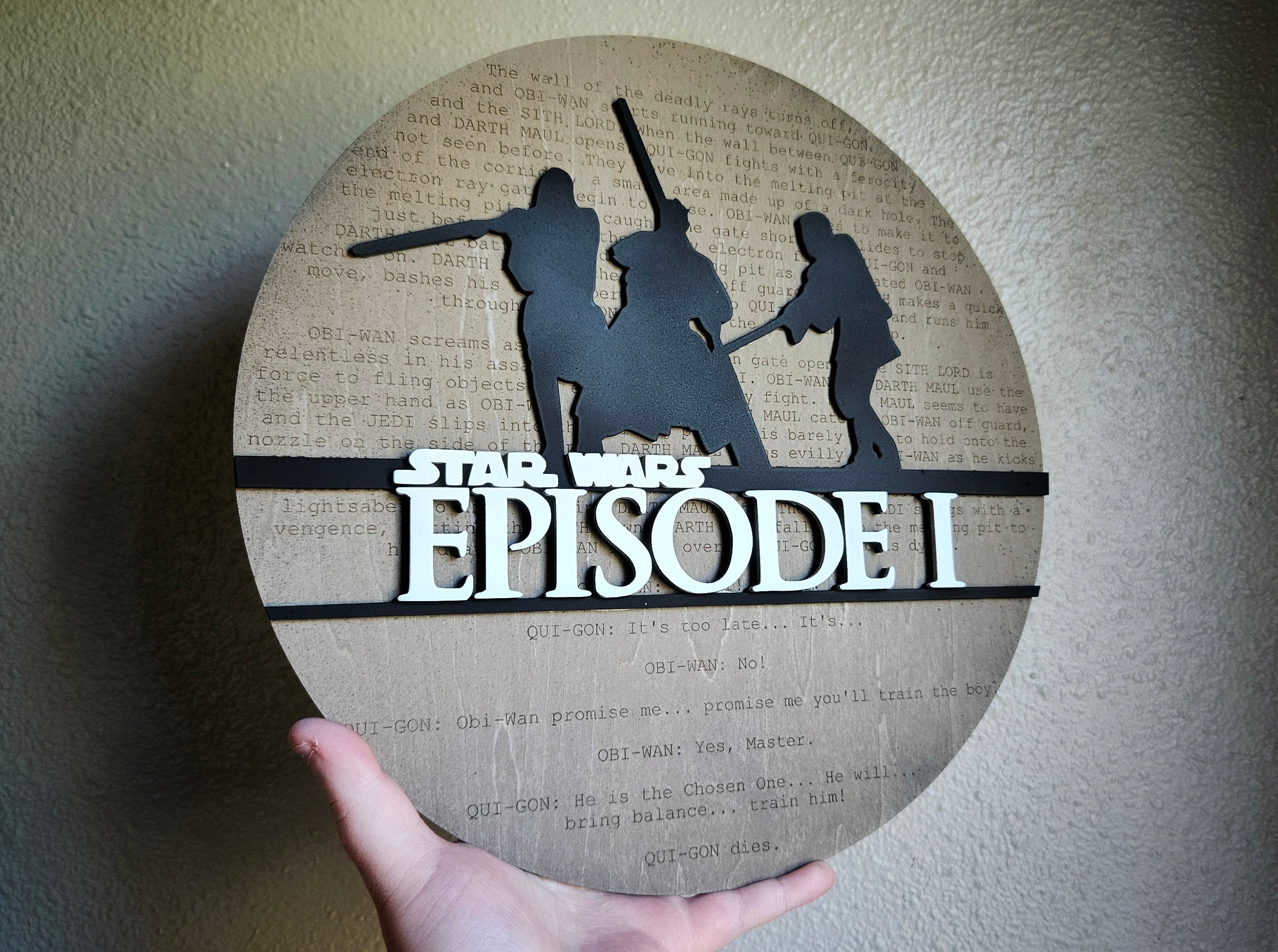Handmade Made-To-Order 11.5" Round Modern Star Space Wars Episode Wall Decor