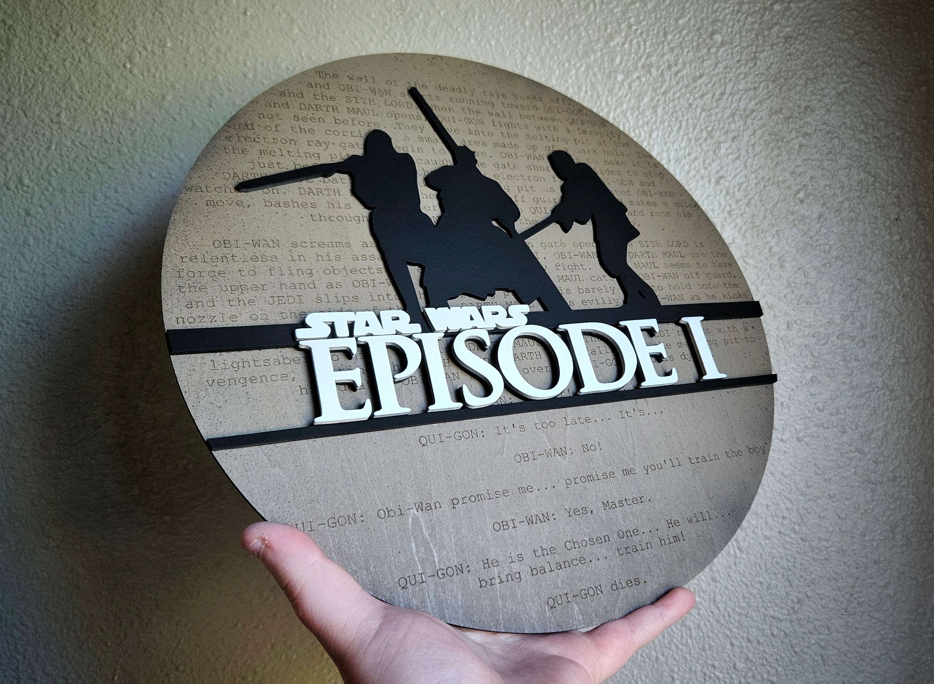 Handmade Made-To-Order 11.5" Round Modern Star Space Wars Episode Wall Decor