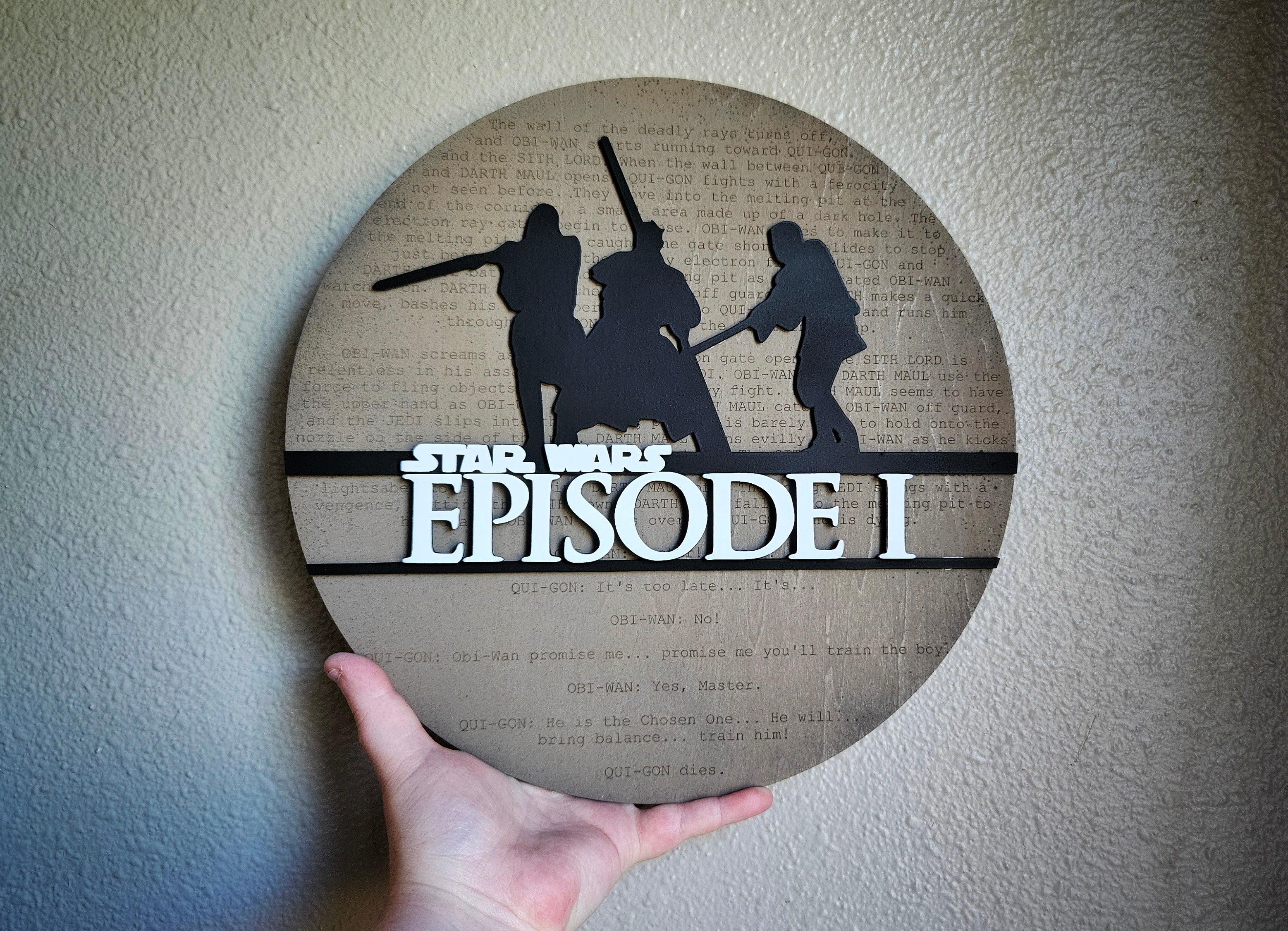 Handmade Made-To-Order 11.5" Round Modern Star Space Wars Episode Wall Decor
