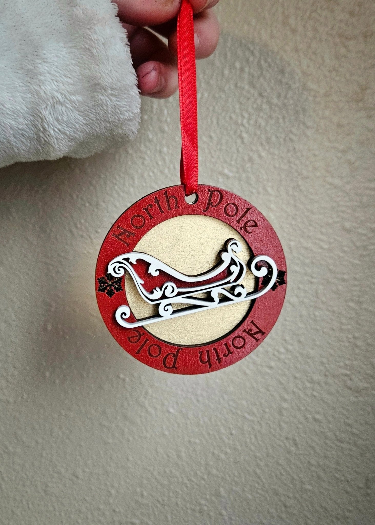 Handmade Made - To - Order 3" Personalized Wooden Layered North Pole Christmas Gift Tag - Wynne & Wiley