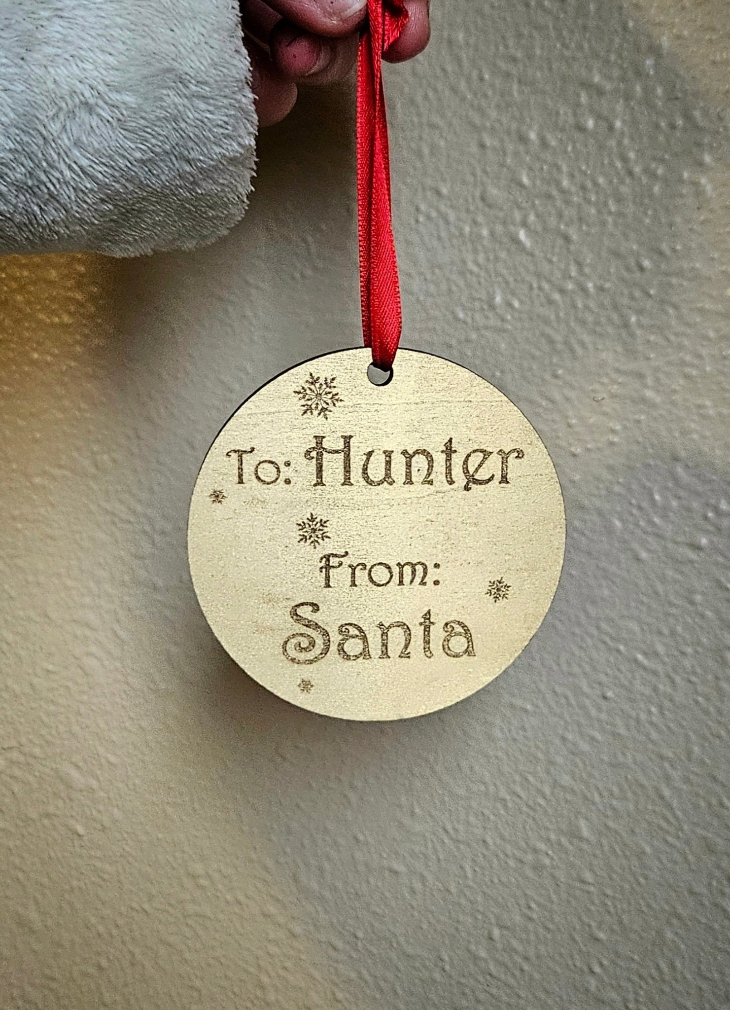 Handmade Made - To - Order 3" Personalized Wooden Layered North Pole Christmas Gift Tag - Wynne & Wiley