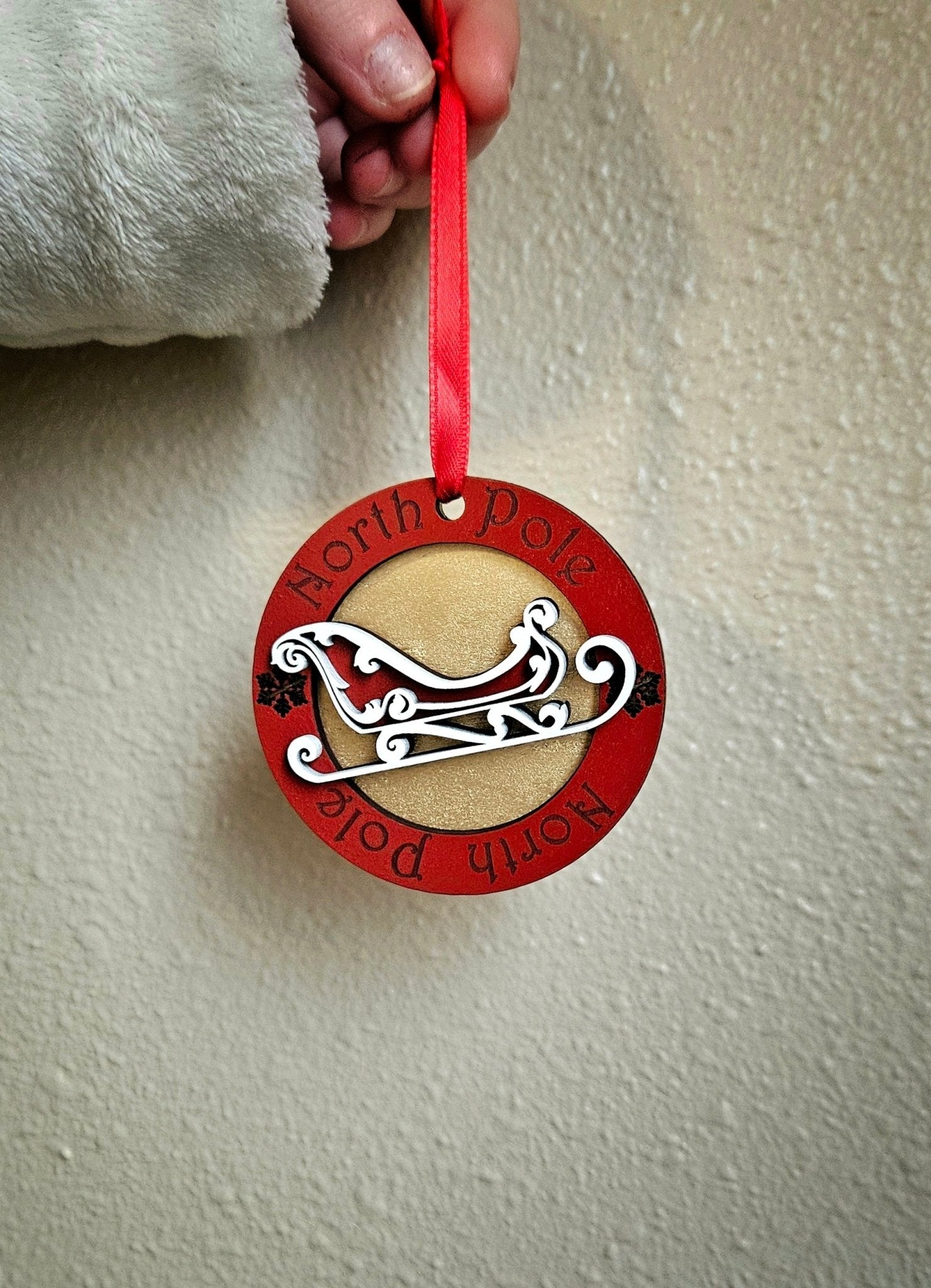 Handmade Made - To - Order 3" Personalized Wooden Layered North Pole Christmas Gift Tag - Wynne & Wiley