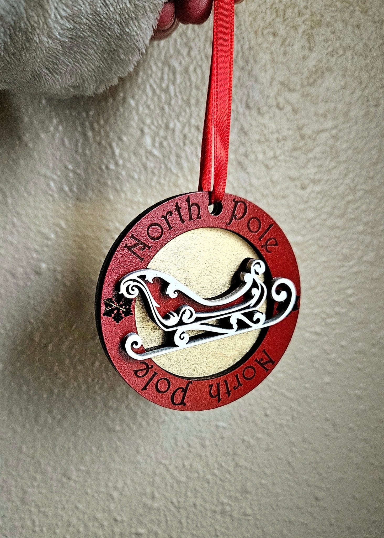 Handmade Made - To - Order 3" Personalized Wooden Layered North Pole Christmas Gift Tag - Wynne & Wiley