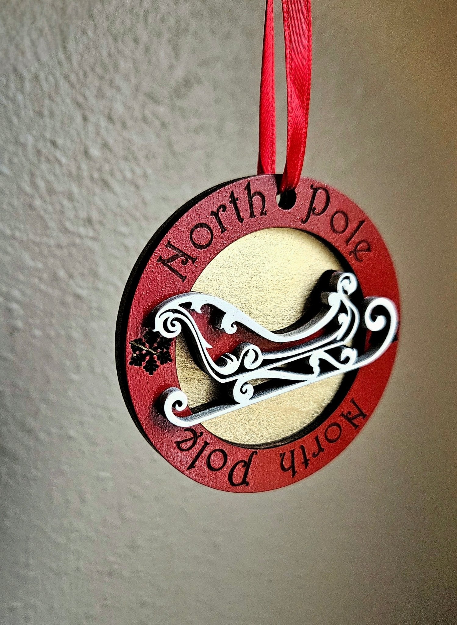 Handmade Made - To - Order 3" Personalized Wooden Layered North Pole Christmas Gift Tag - Wynne & Wiley