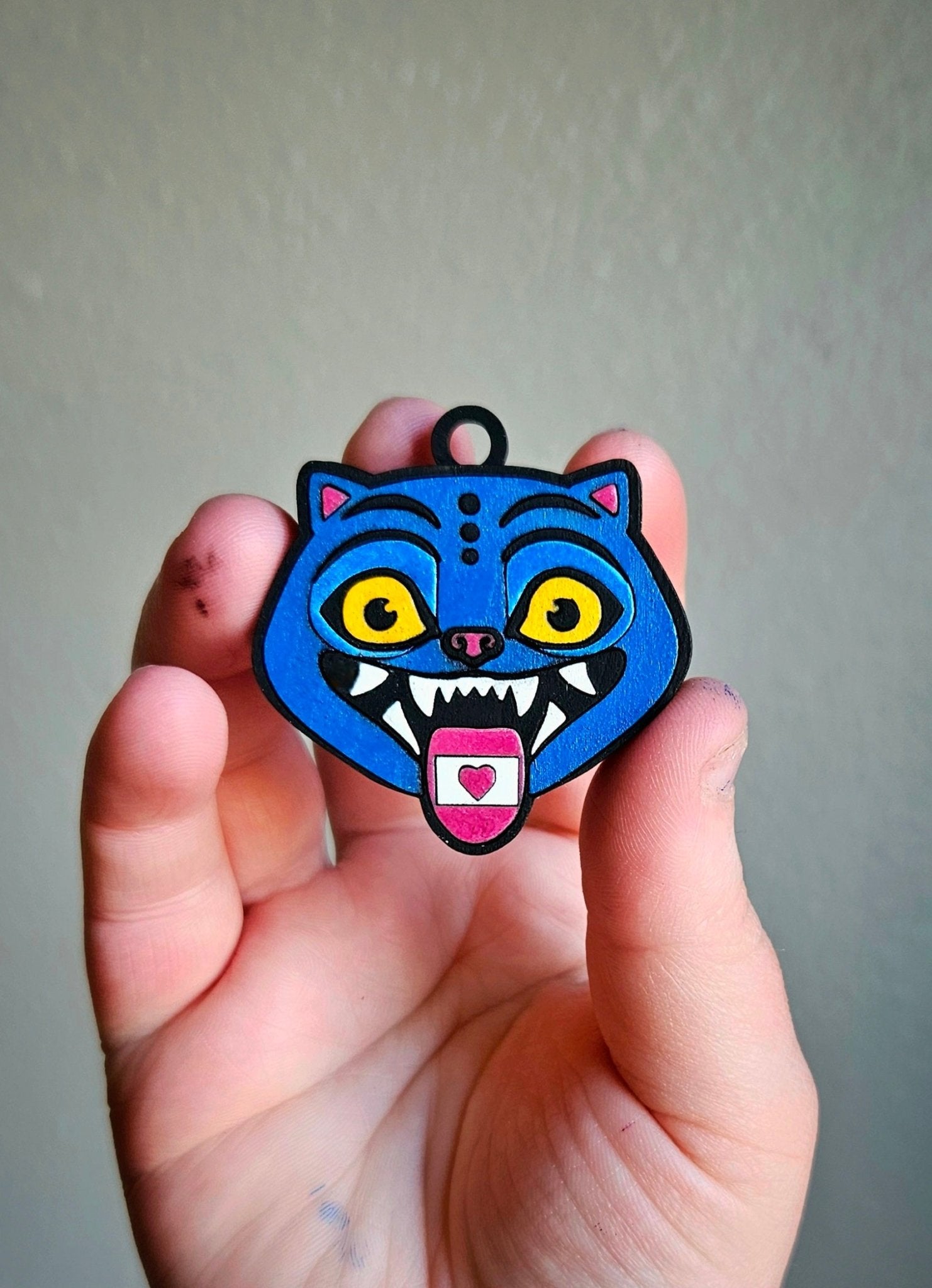Handmade Made - To - Order 1.75" Wooden Layered Derpy Tiger Movie Inspired Keychain - Wynne & Wiley