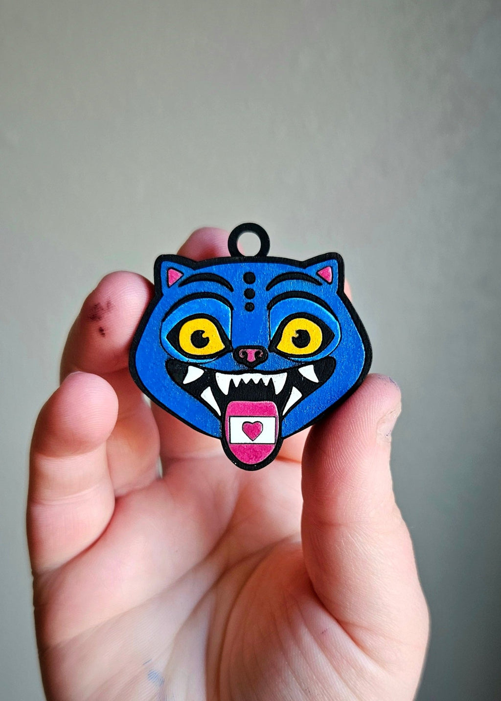 Handmade Made - To - Order 1.75" Wooden Layered Derpy Tiger Movie Inspired Keychain - Wynne & Wiley