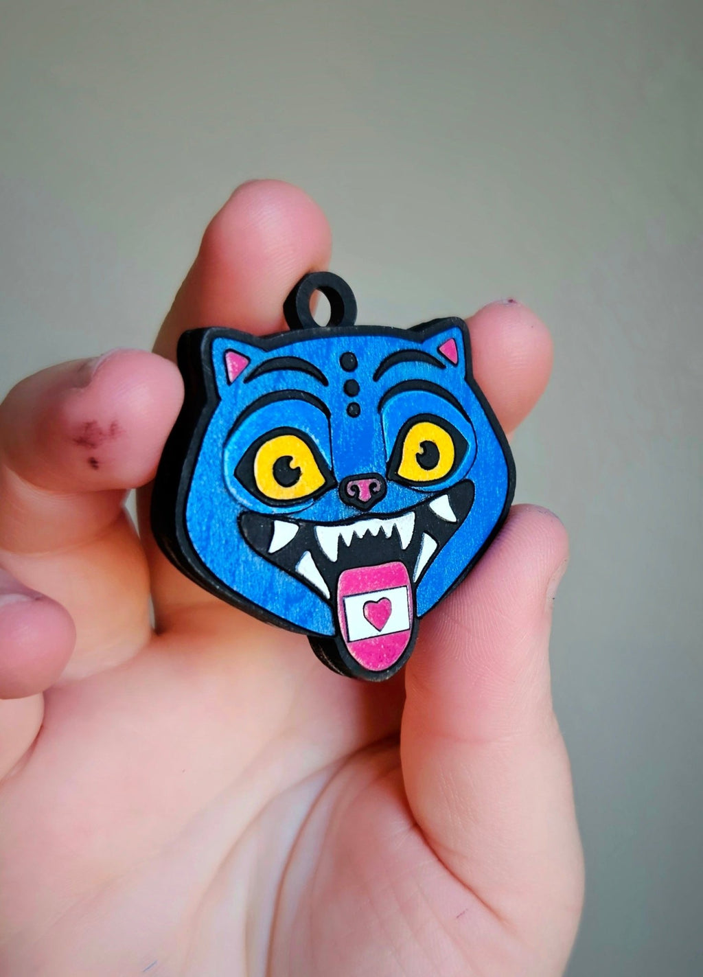 Handmade Made - To - Order 1.75" Wooden Layered Derpy Tiger Movie Inspired Keychain - Wynne & Wiley