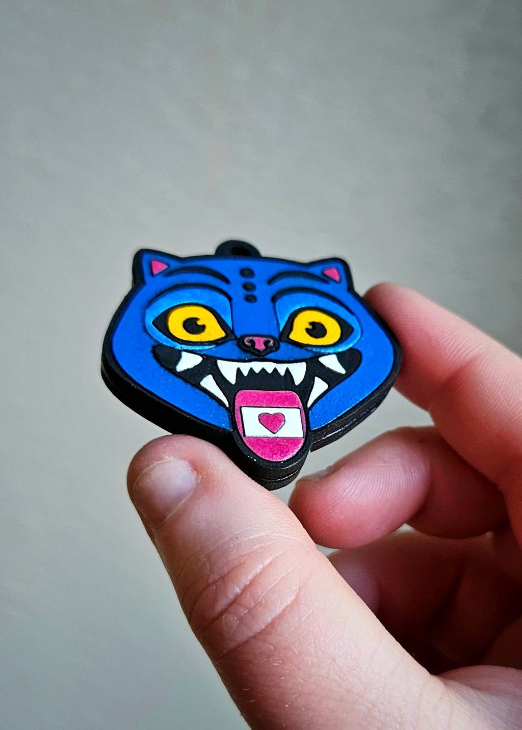 Handmade Made - To - Order 1.75" Wooden Layered Derpy Tiger Movie Inspired Keychain - Wynne & Wiley