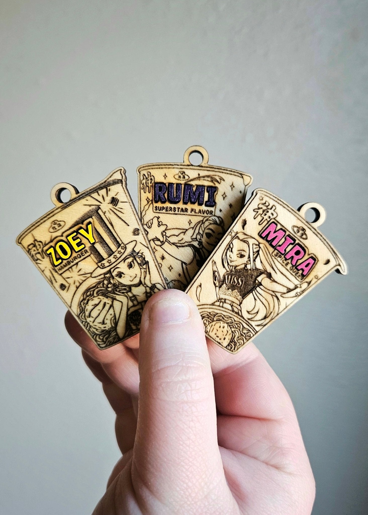 Handmade Made - To - Order 2" Wooden Ramyeon Kpop Movie Inspired Keychain - Wynne & Wiley