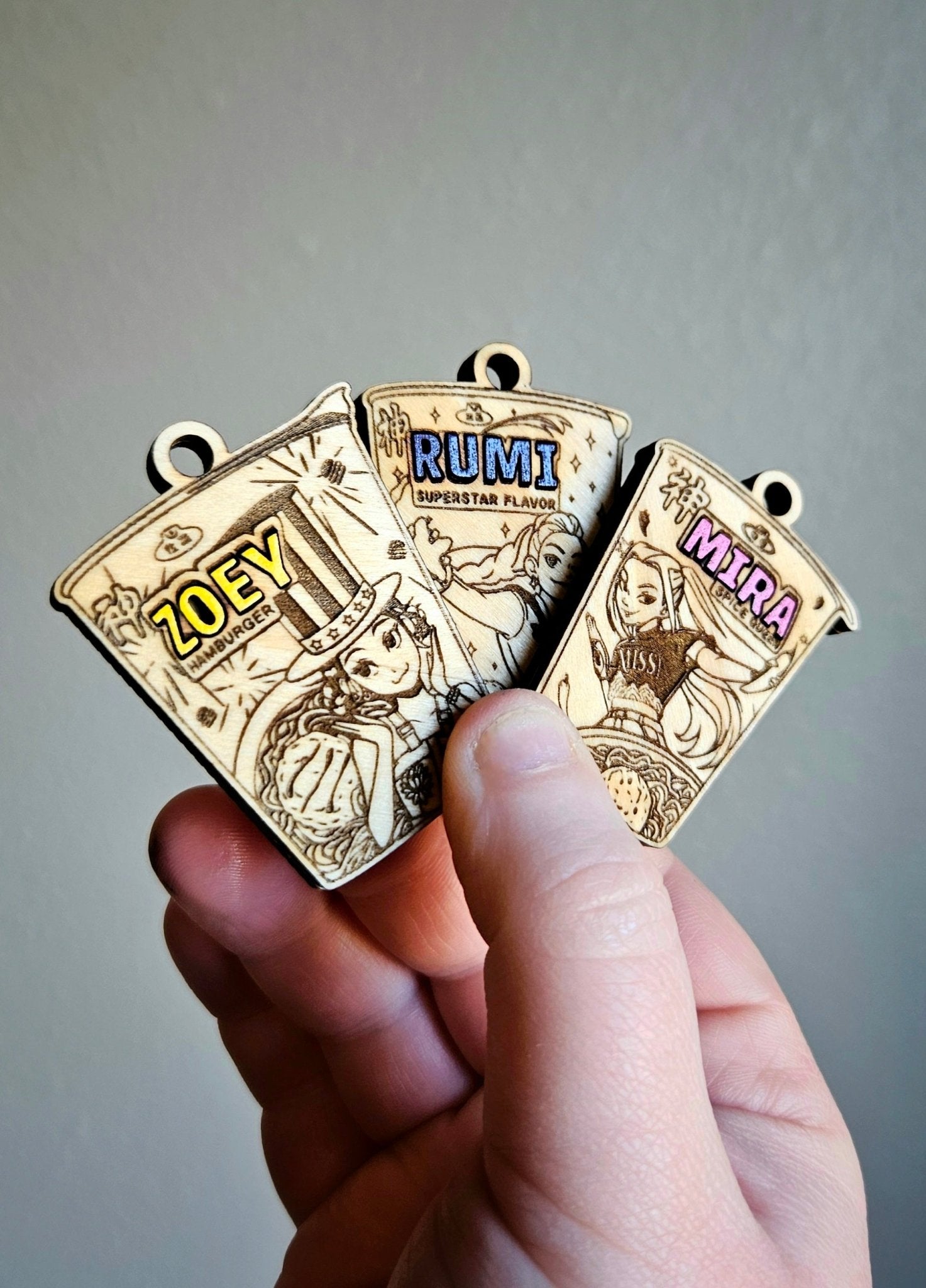 Handmade Made - To - Order 2" Wooden Ramyeon Kpop Movie Inspired Keychain - Wynne & Wiley