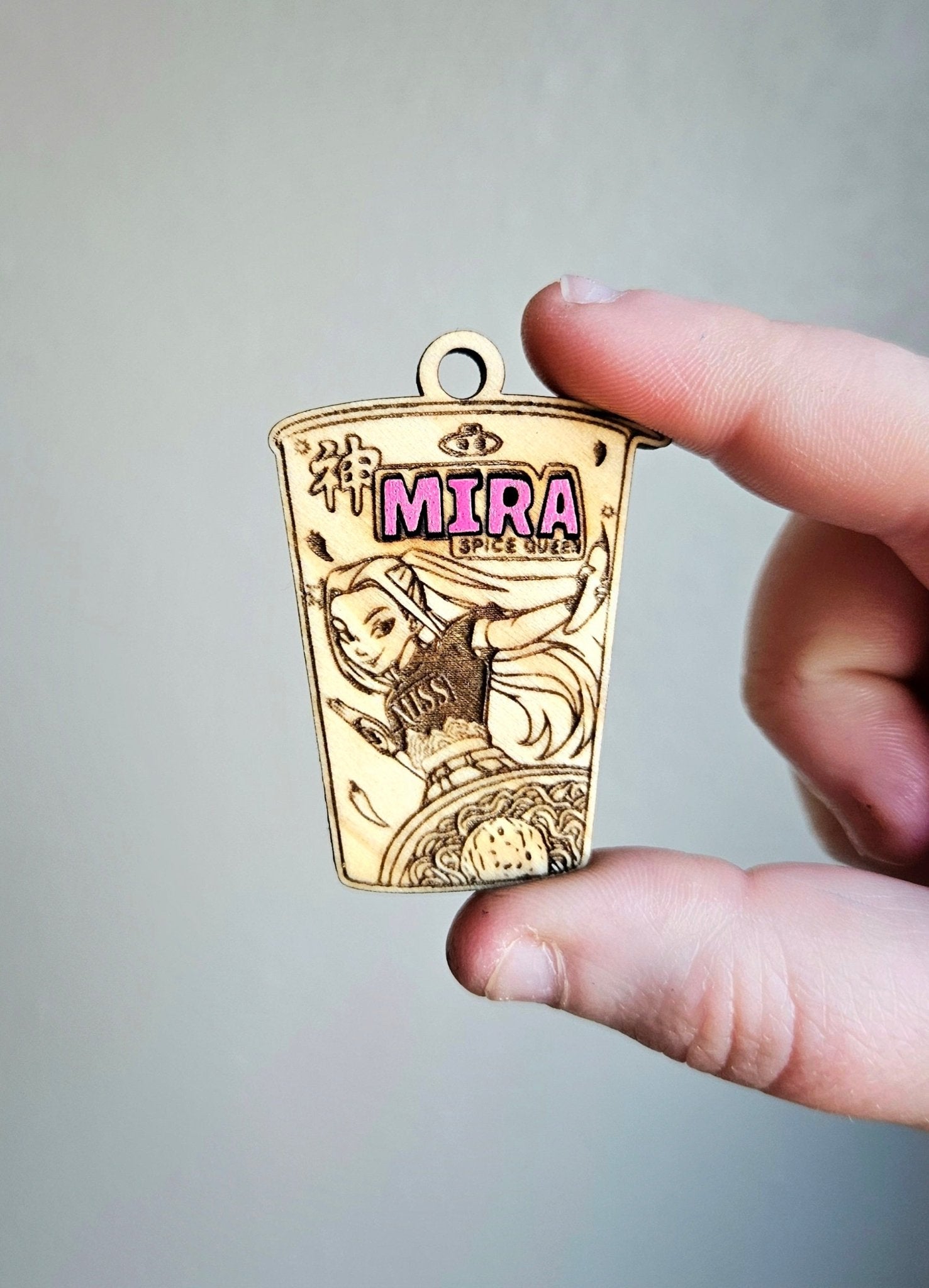 Handmade Made - To - Order 2" Wooden Ramyeon Kpop Movie Inspired Keychain - Wynne & Wiley