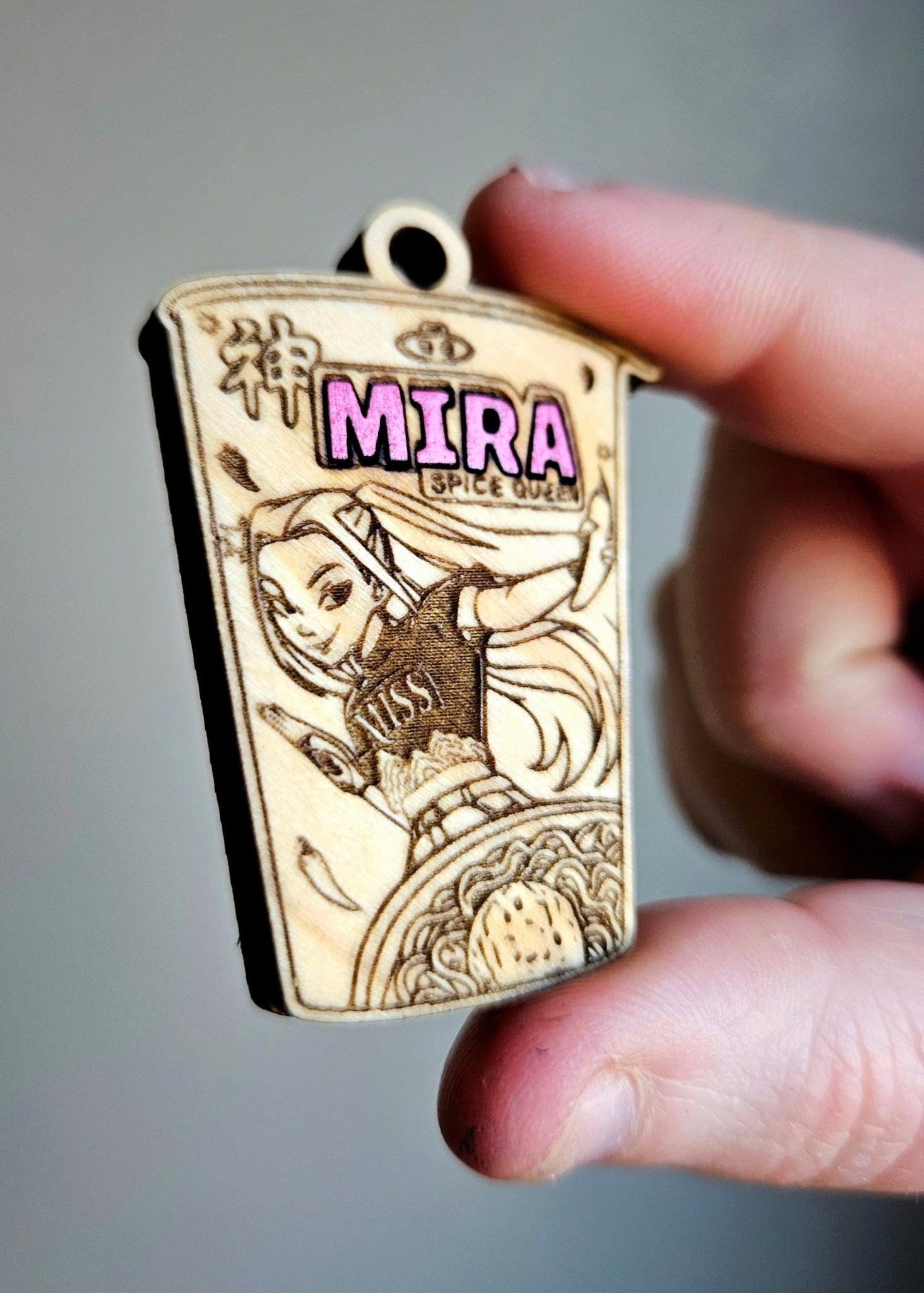 Handmade Made - To - Order 2" Wooden Ramyeon Kpop Movie Inspired Keychain - Wynne & Wiley