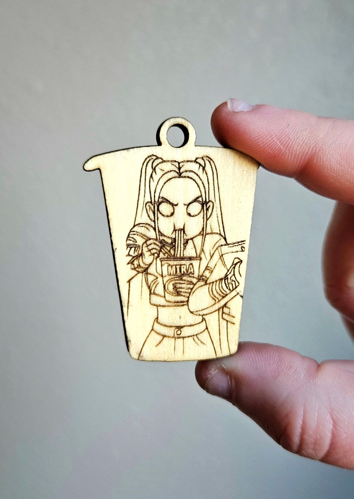 Handmade Made - To - Order 2" Wooden Ramyeon Kpop Movie Inspired Keychain - Wynne & Wiley