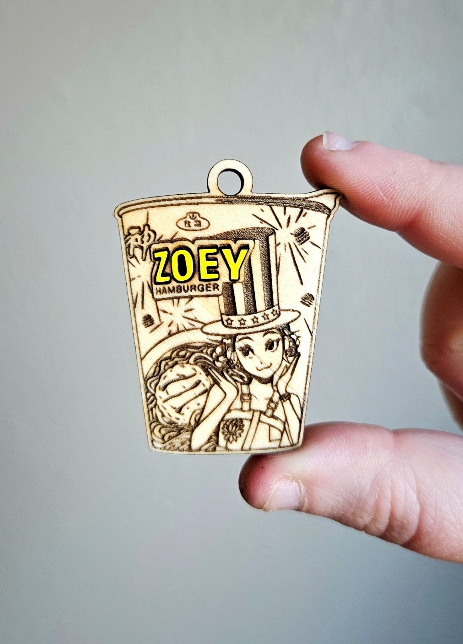 Handmade Made - To - Order 2" Wooden Ramyeon Kpop Movie Inspired Keychain - Wynne & Wiley