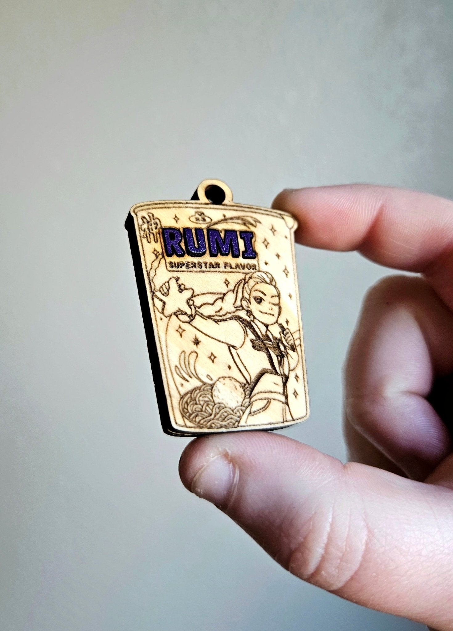 Handmade Made - To - Order 2" Wooden Ramyeon Kpop Movie Inspired Keychain - Wynne & Wiley