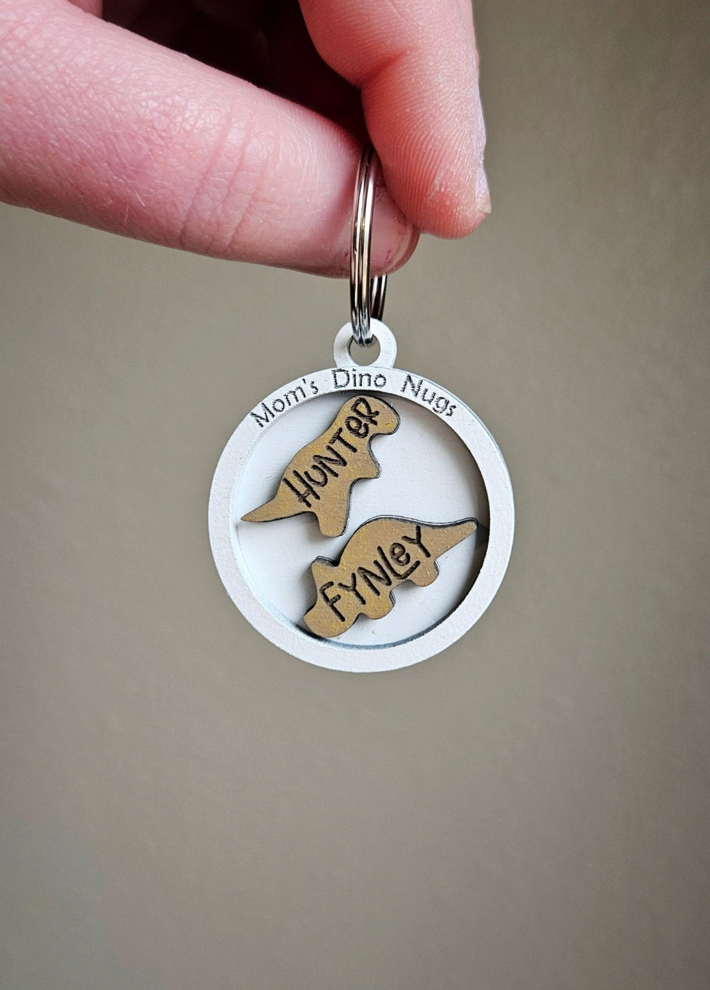 Handmade Made - To - Order Personalized 1.5" Mom's Dino Nugget Keychain - Wynne & Wiley