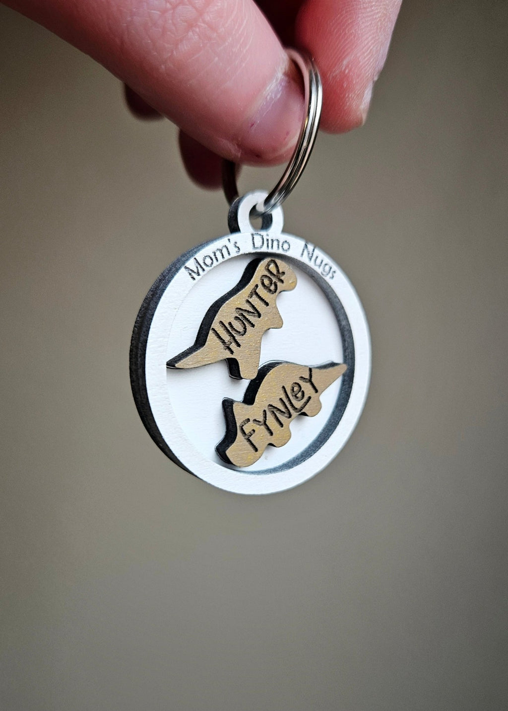 Handmade Made - To - Order Personalized 1.5" Mom's Dino Nugget Keychain - Wynne & Wiley
