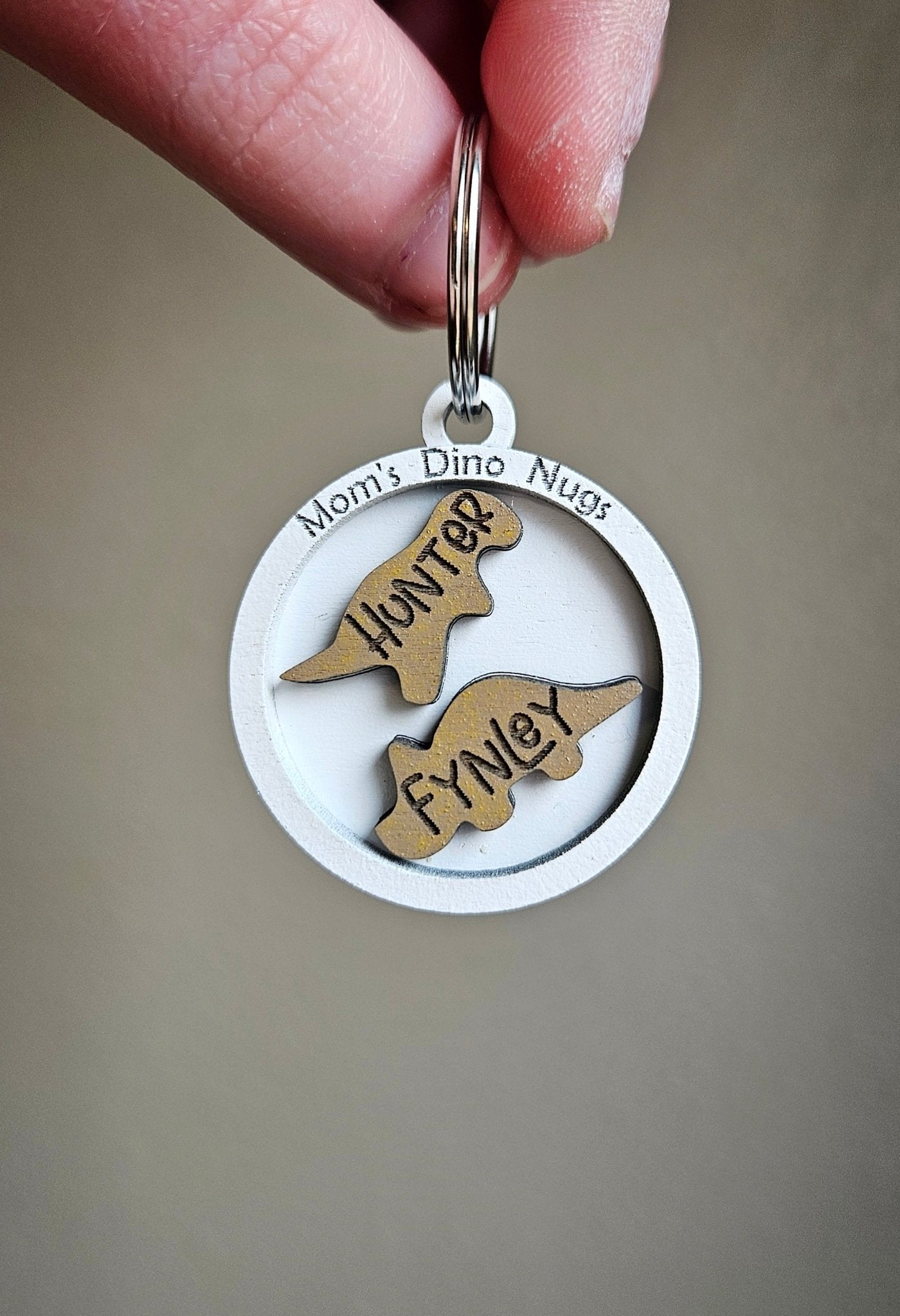 Handmade Made - To - Order Personalized 1.5" Mom's Dino Nugget Keychain - Wynne & Wiley