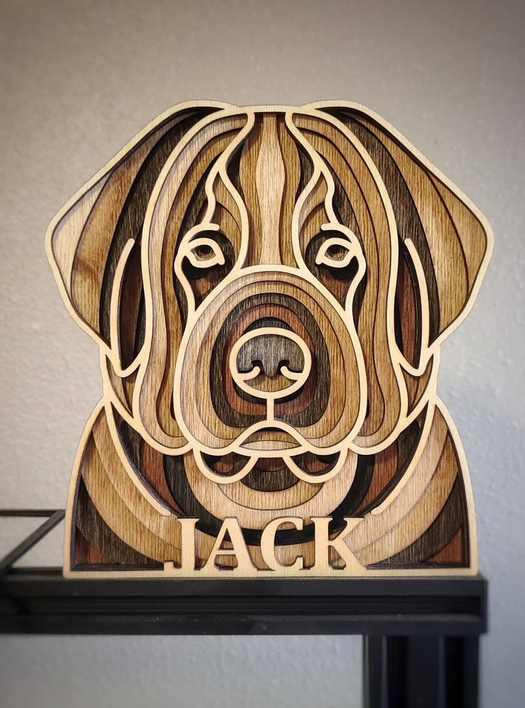 Handmade Made - To - Order Personalized Wooden Layered Pup Portraits - Wynne & Wiley