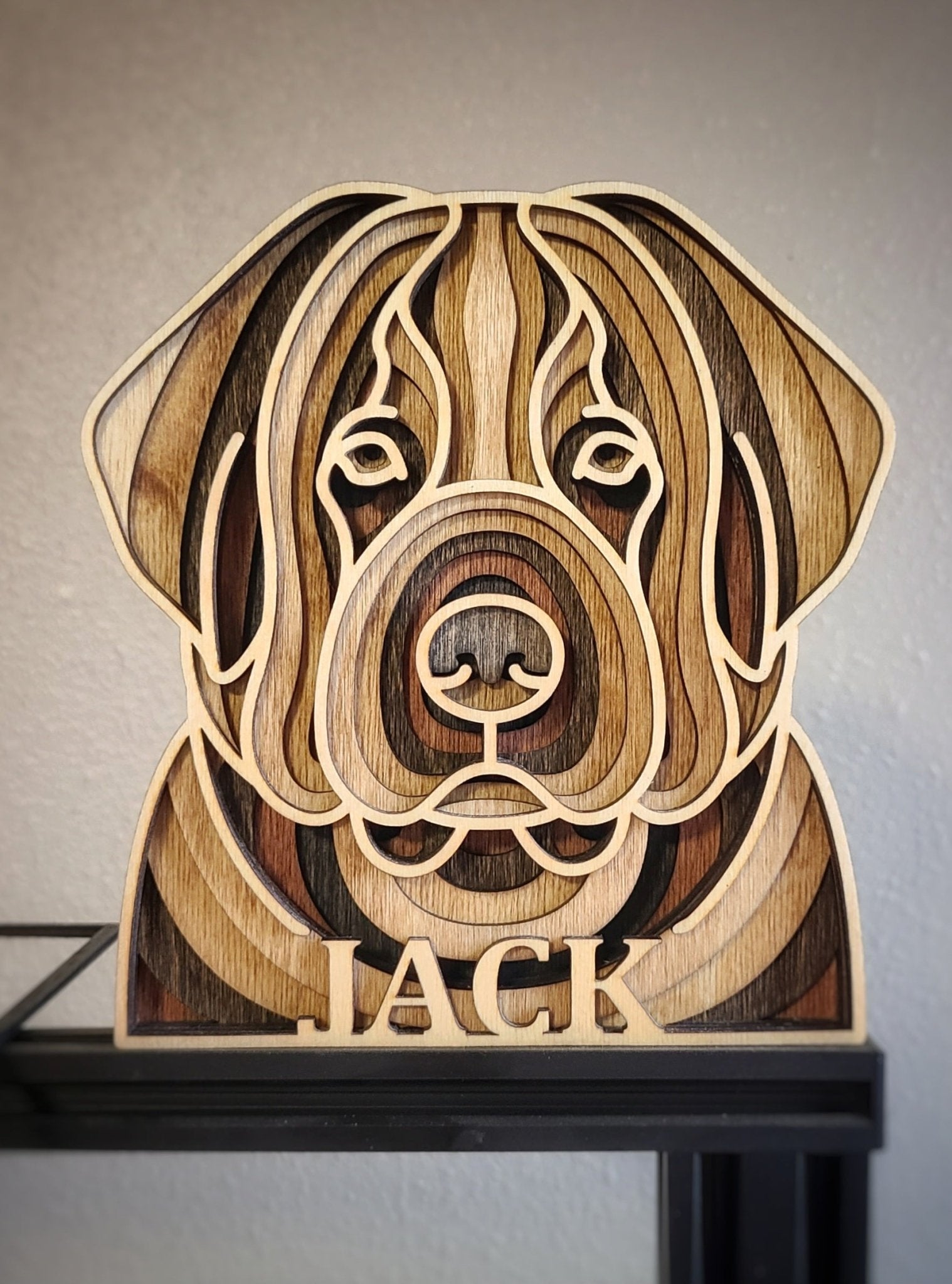 Handmade Made - To - Order Personalized Wooden Layered Pup Portraits - Wynne & Wiley