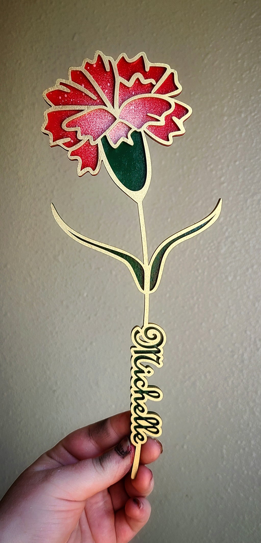 Handmade Made-To-Order 10" Wooden Layered Personalized Flower: Rose, Sunflower, Daisy, Morning Glory, Poppy, Carnation, or Chrysanthemum