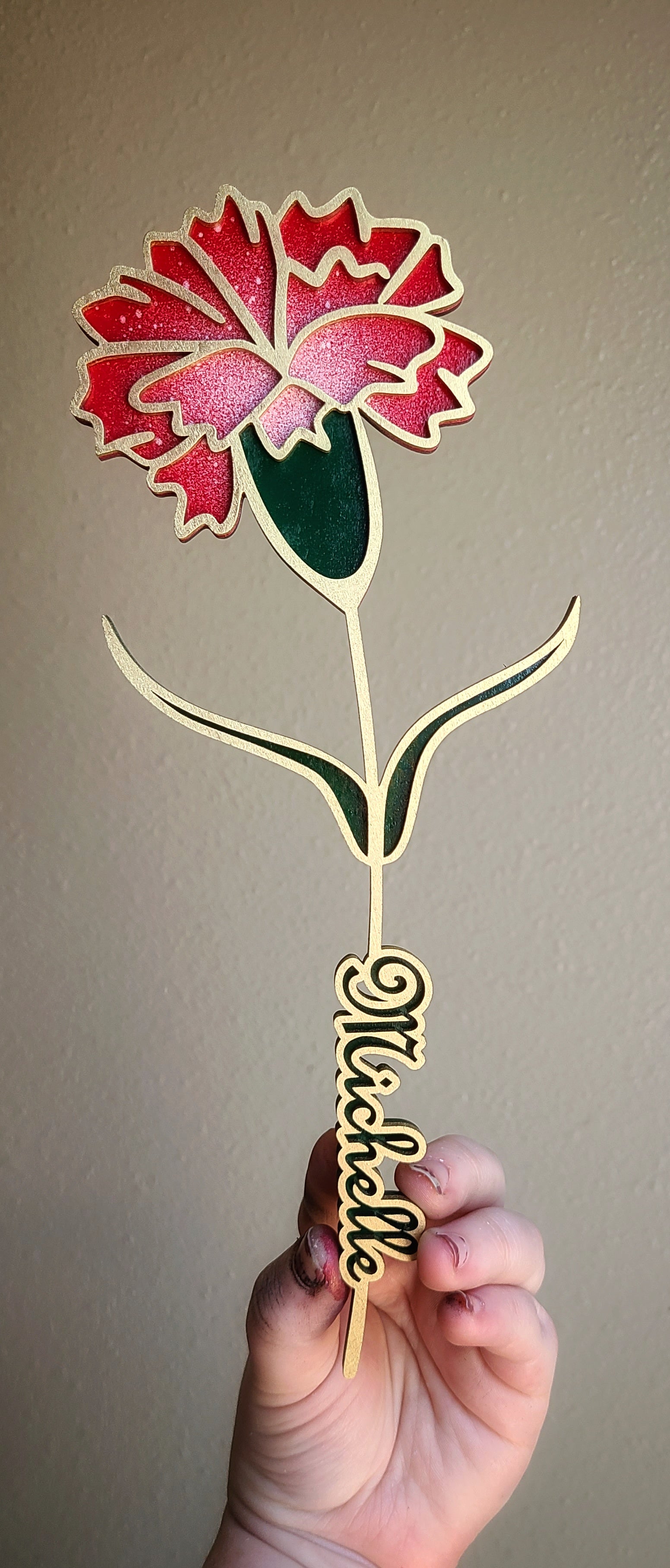 Handmade Made-To-Order 10" Wooden Layered Personalized Flower: Rose, Sunflower, Daisy, Morning Glory, Poppy, Carnation, or Chrysanthemum