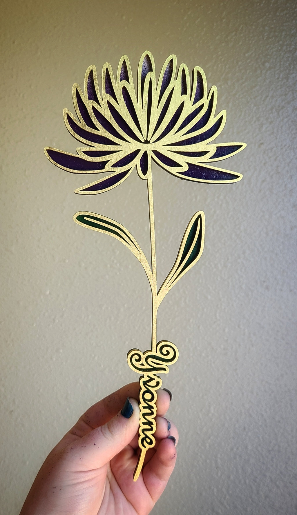 Handmade Made-To-Order 10" Wooden Layered Personalized Flower: Rose, Sunflower, Daisy, Morning Glory, Poppy, Carnation, or Chrysanthemum