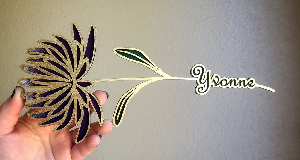 Handmade Made-To-Order 10" Wooden Layered Personalized Flower: Rose, Sunflower, Daisy, Morning Glory, Poppy, Carnation, or Chrysanthemum