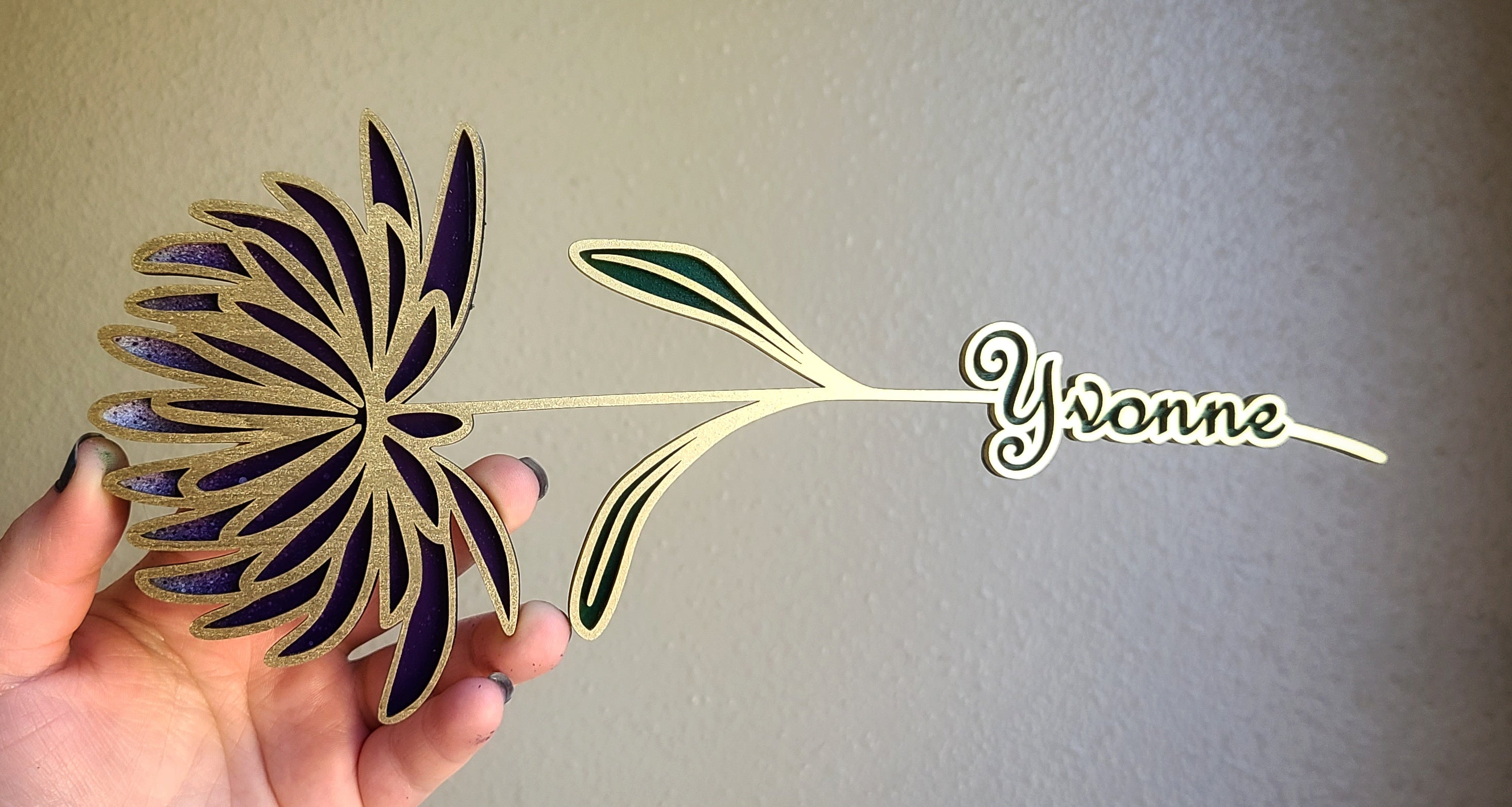 Handmade Made-To-Order 10" Wooden Layered Personalized Flower: Rose, Sunflower, Daisy, Morning Glory, Poppy, Carnation, or Chrysanthemum