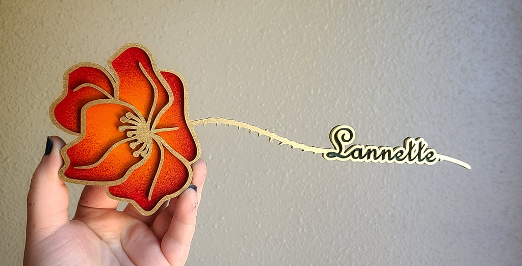 Handmade Made-To-Order 10" Wooden Layered Personalized Flower: Rose, Sunflower, Daisy, Morning Glory, Poppy, Carnation, or Chrysanthemum