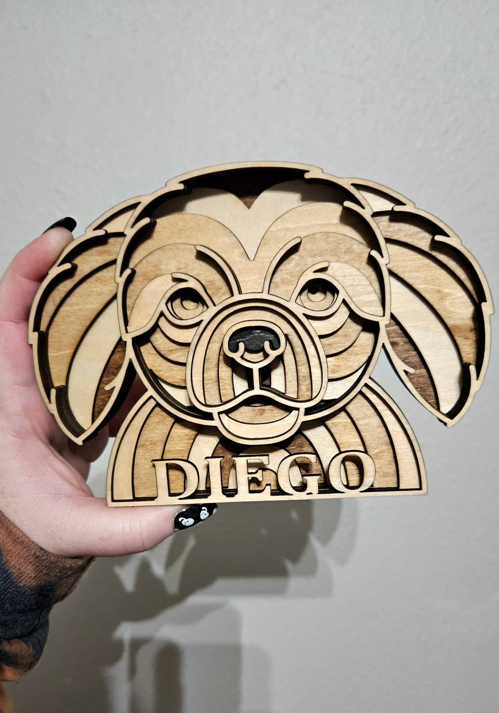 Handmade Made - To - Order Personalized Wooden Layered Pup Portraits - Wynne & Wiley