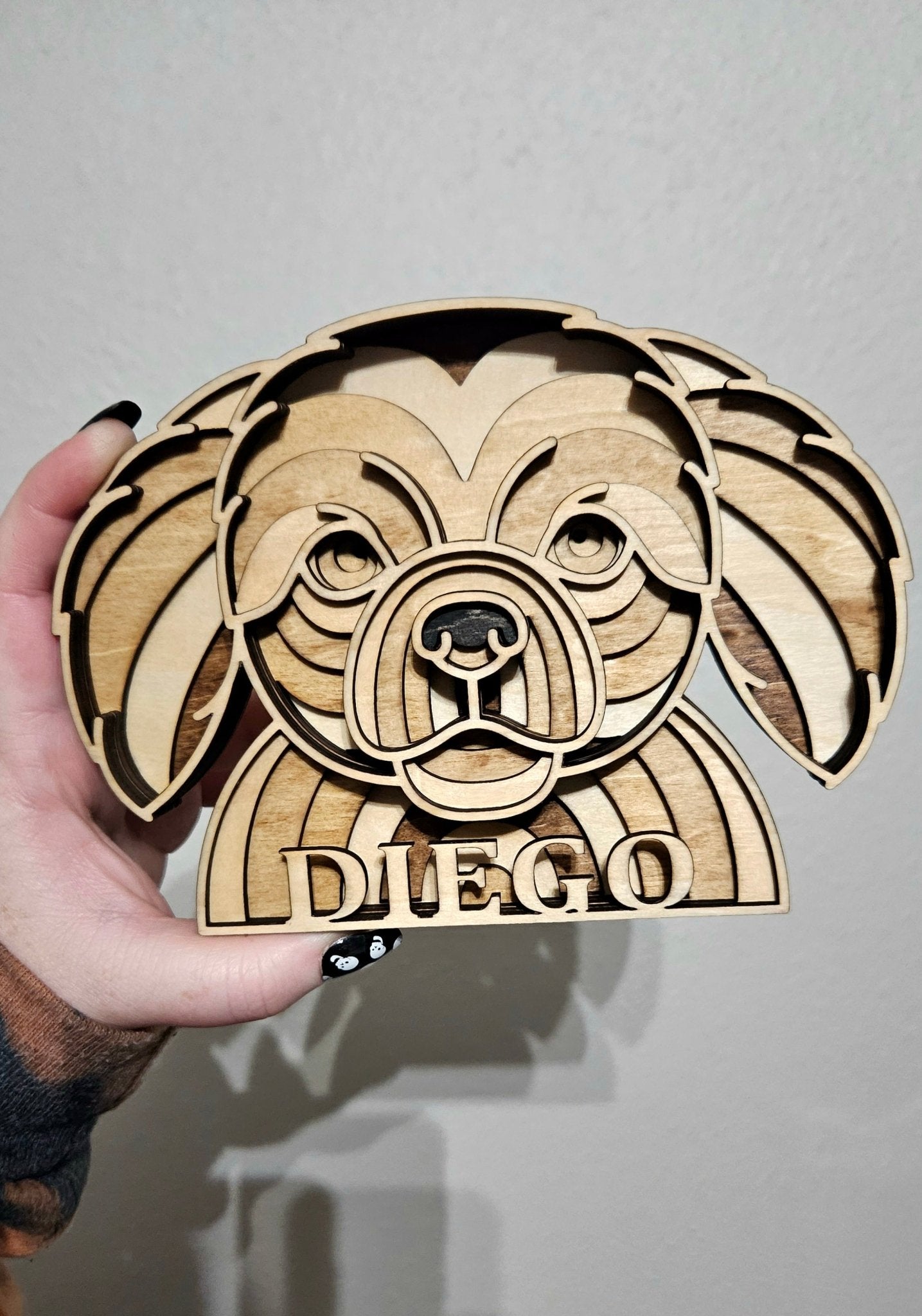 Handmade Made - To - Order Personalized Wooden Layered Pup Portraits - Wynne & Wiley