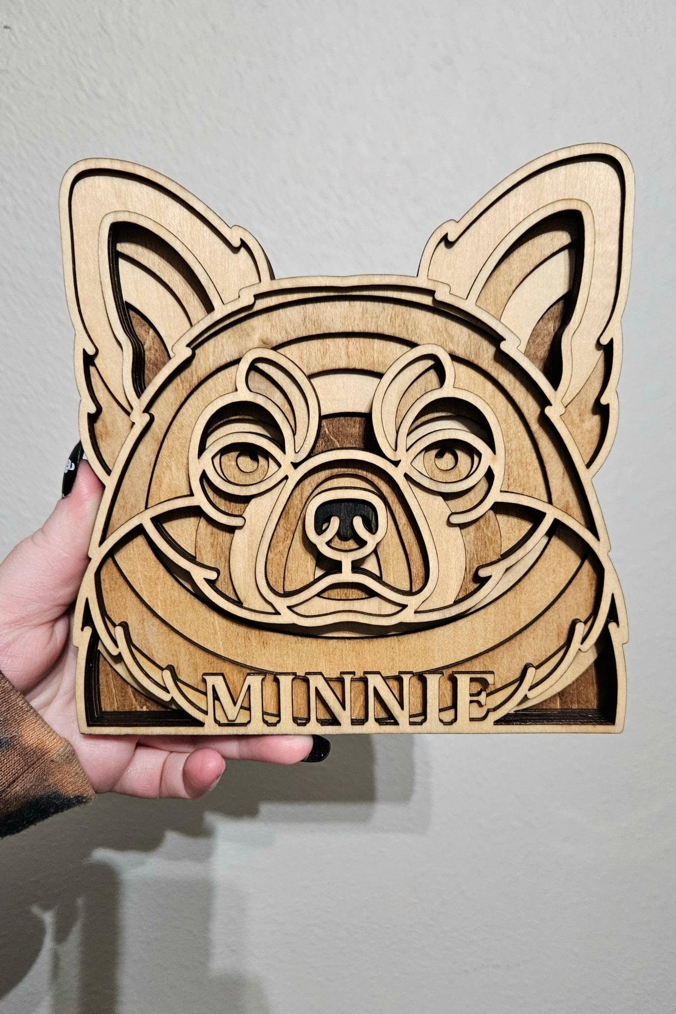 Handmade Made - To - Order Personalized Wooden Layered Pup Portraits - Wynne & Wiley