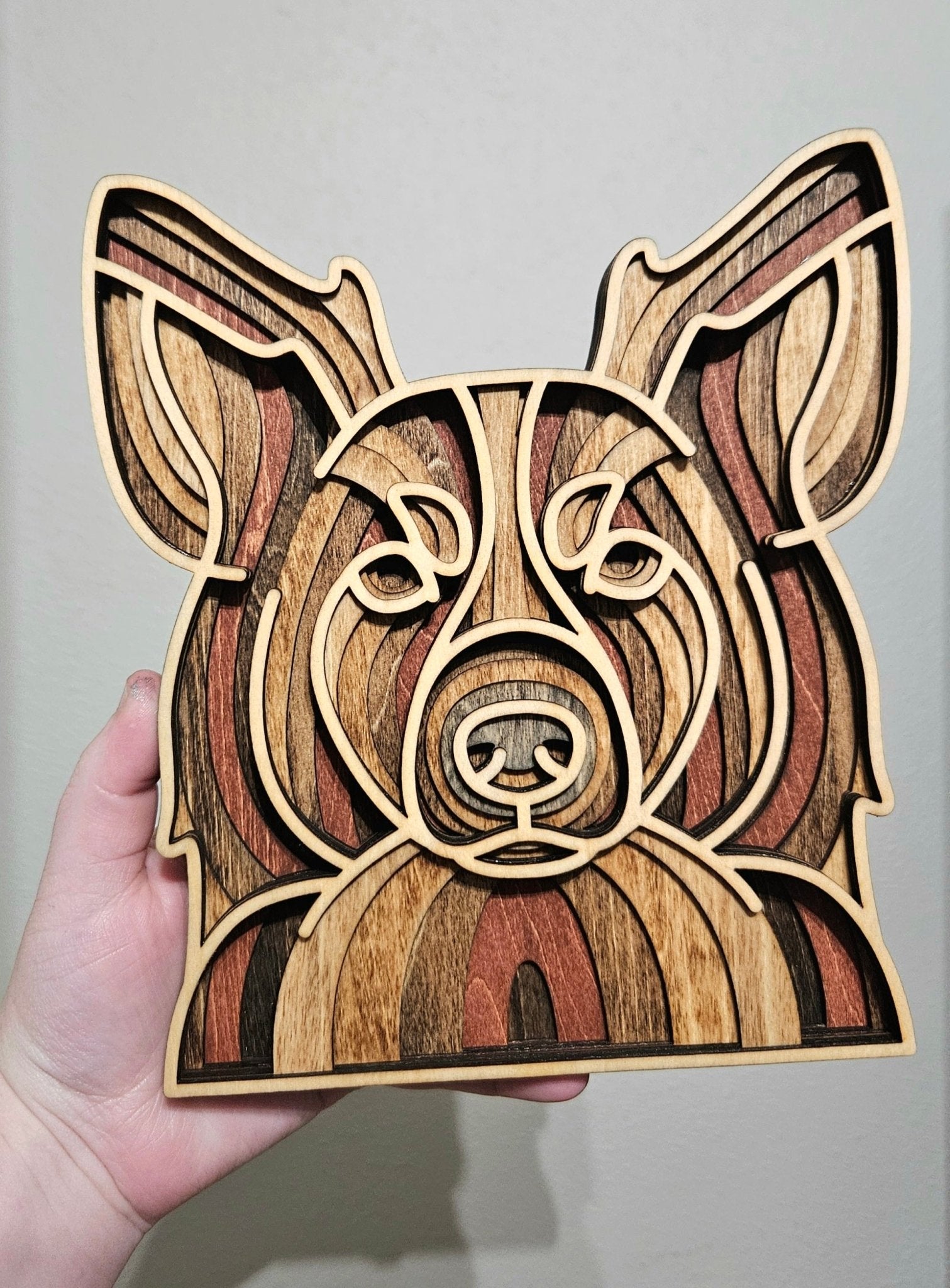 Handmade Made - To - Order Personalized Wooden Layered Pup Portraits - Wynne & Wiley