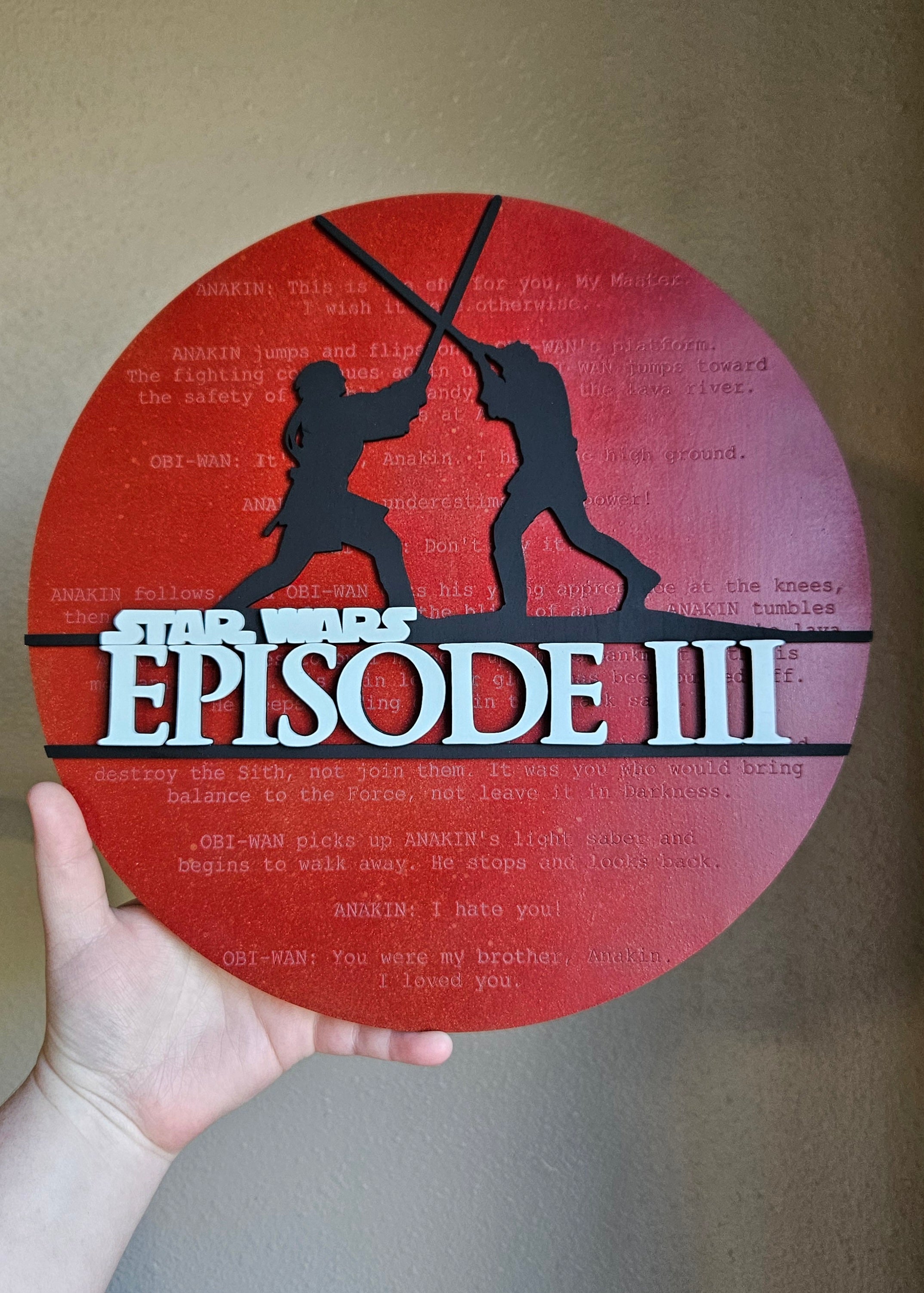 Handmade Made-To-Order 11.5" Round Modern Star Space Wars Episode Wall Decor