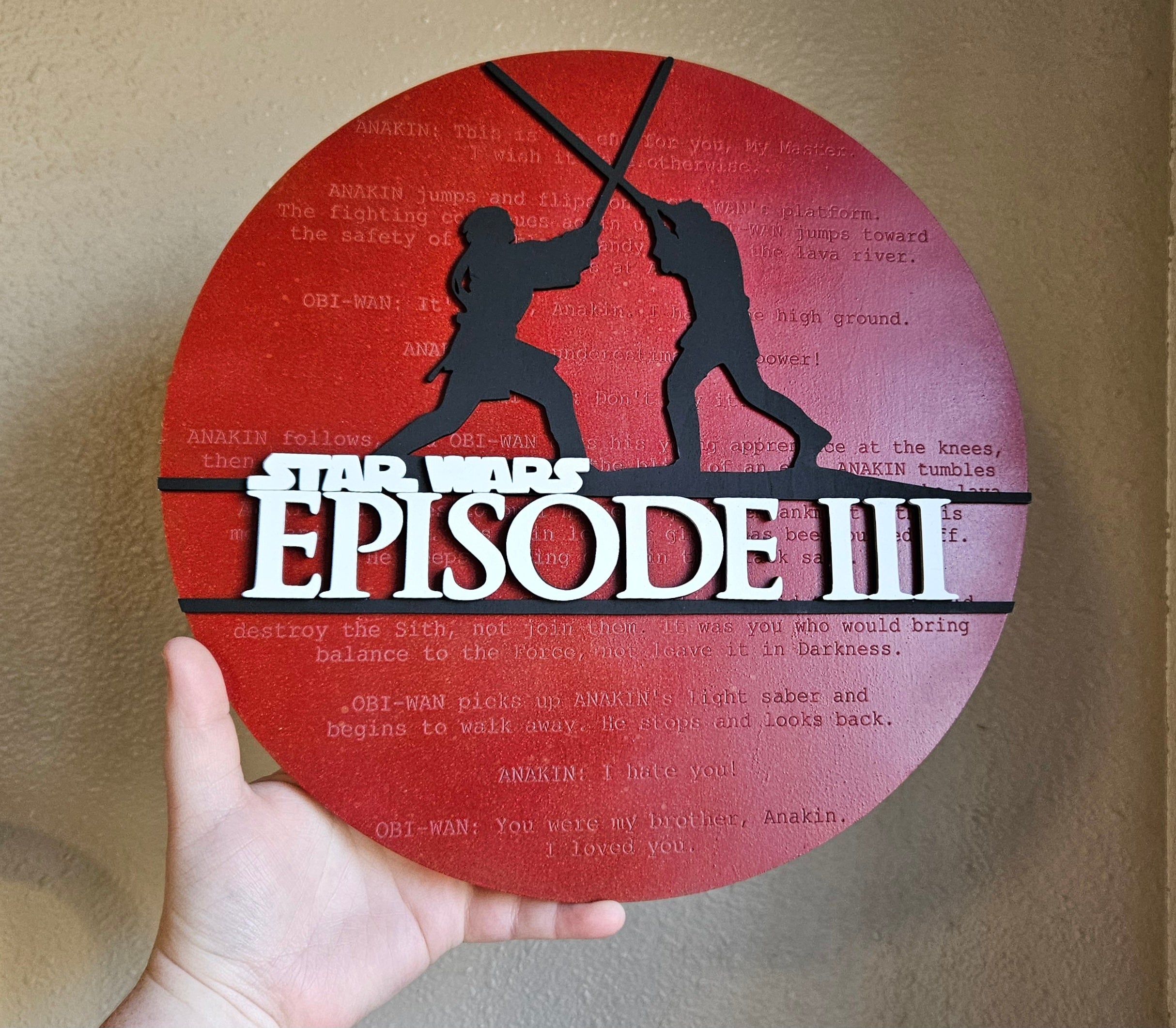 Handmade Made-To-Order 11.5" Round Modern Star Space Wars Episode Wall Decor