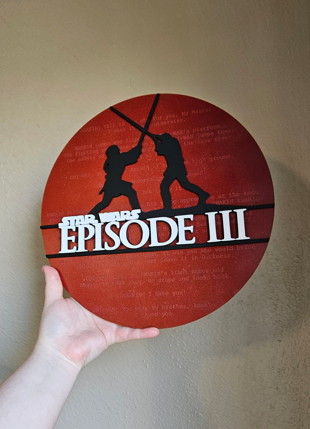 Handmade Made-To-Order 11.5" Round Modern Star Space Wars Episode Wall Decor