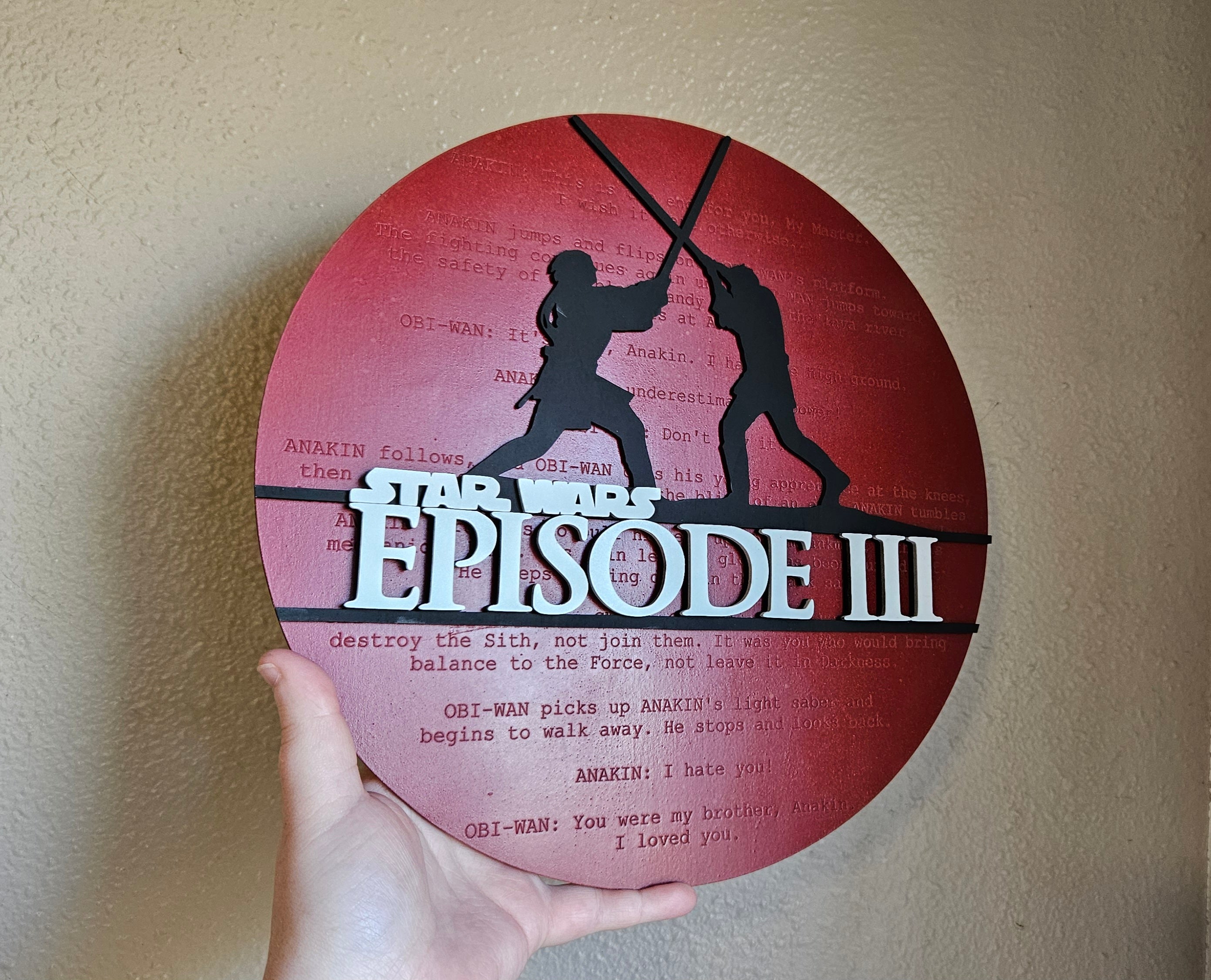 Handmade Made-To-Order 11.5" Round Modern Star Space Wars Episode Wall Decor