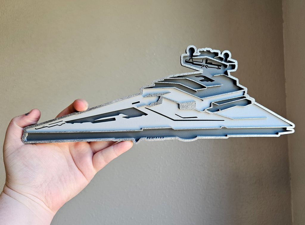 Handmade Made-To-Order 12" Wide Wooden Layered Imperial Star Destroyer Movie Inspired Wall Decor
