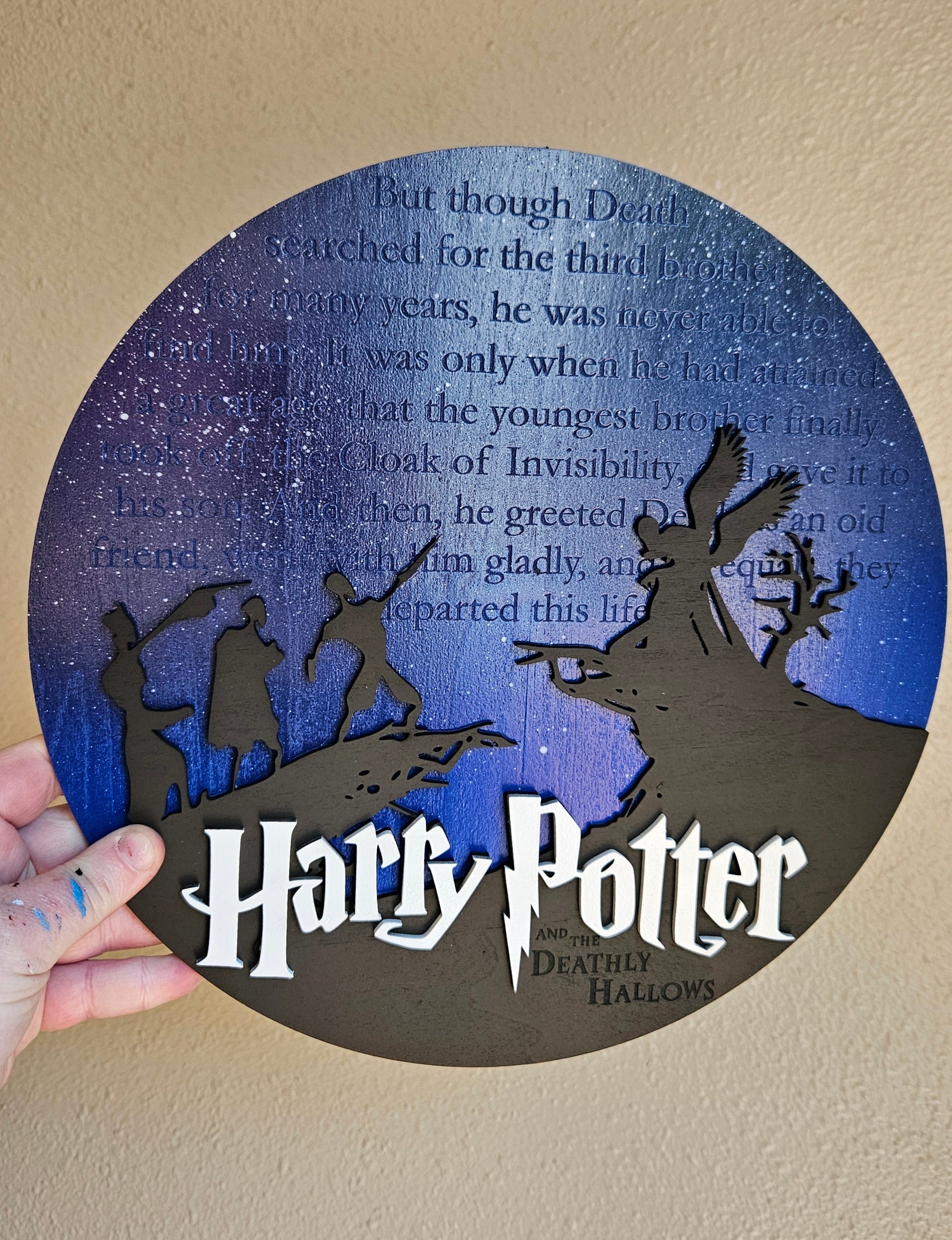 Handmade Made-To-Order 11" Magic School Deadly Hallows Script Movie Inspired Modern Wall Decor