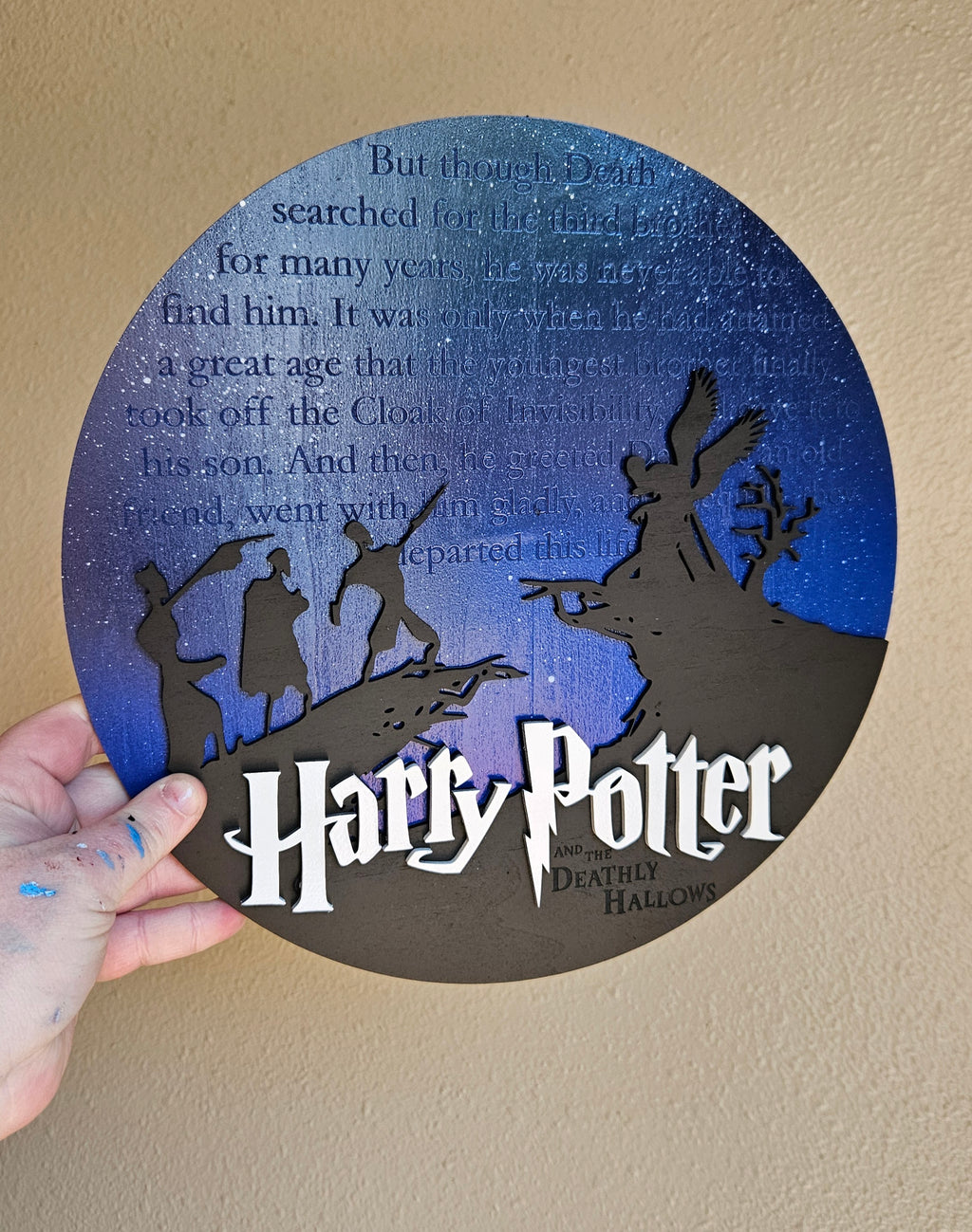 Handmade Made-To-Order 11" Magic School Deadly Hallows Script Movie Inspired Modern Wall Decor