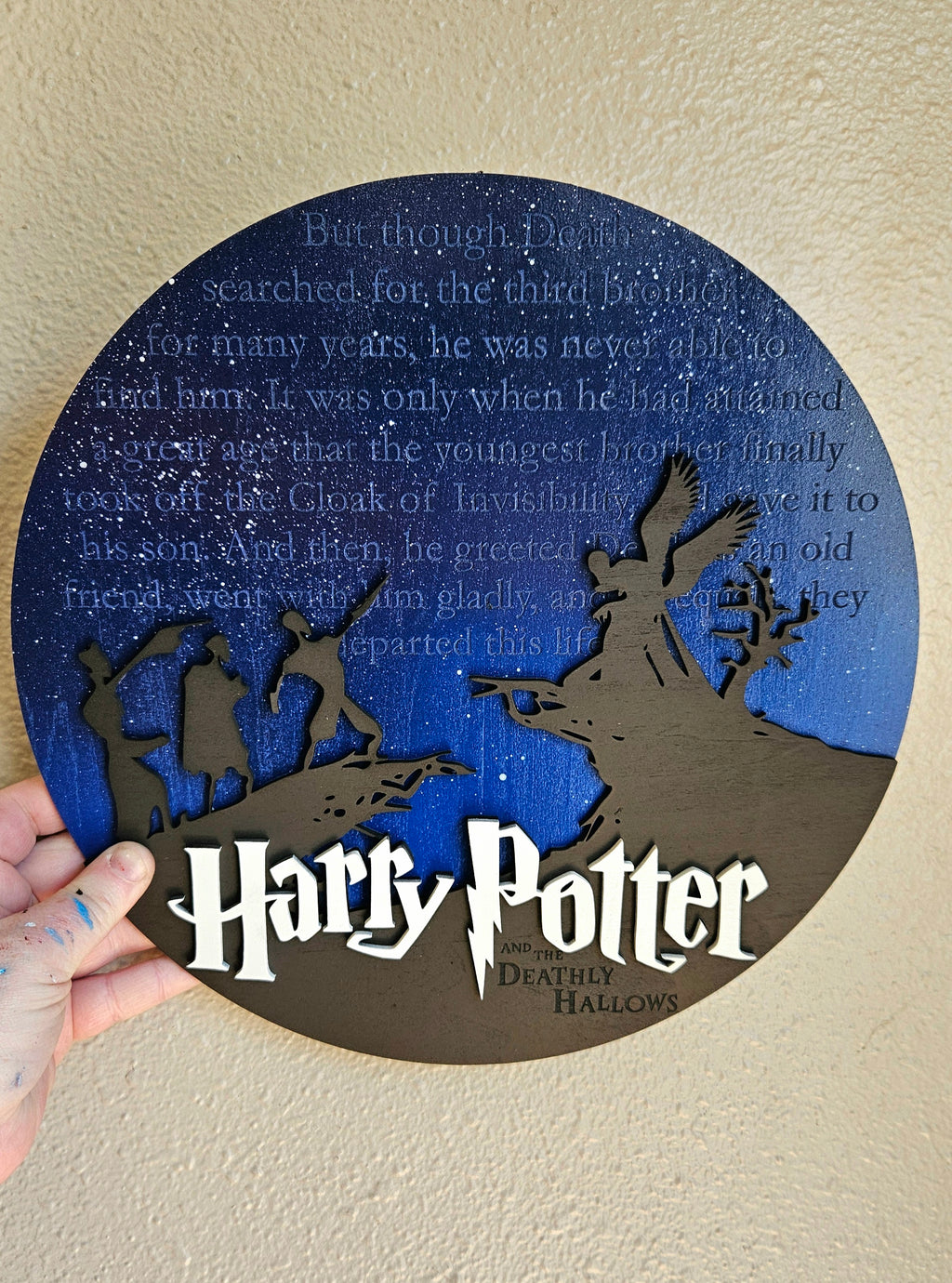 Handmade Made-To-Order 11" Magic School Deadly Hallows Script Movie Inspired Modern Wall Decor