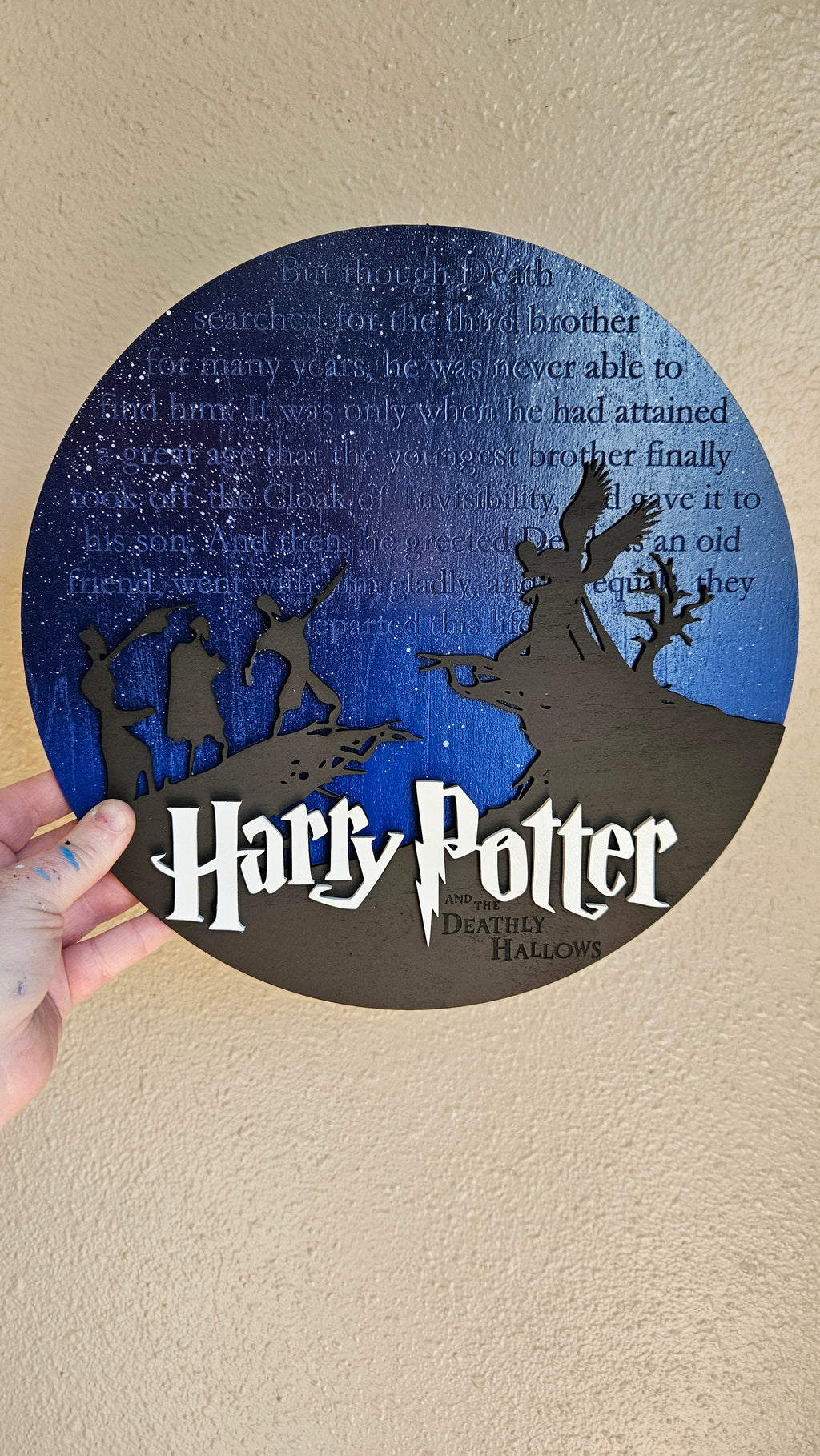 Handmade Made-To-Order 11" Magic School Deadly Hallows Script Movie Inspired Modern Wall Decor