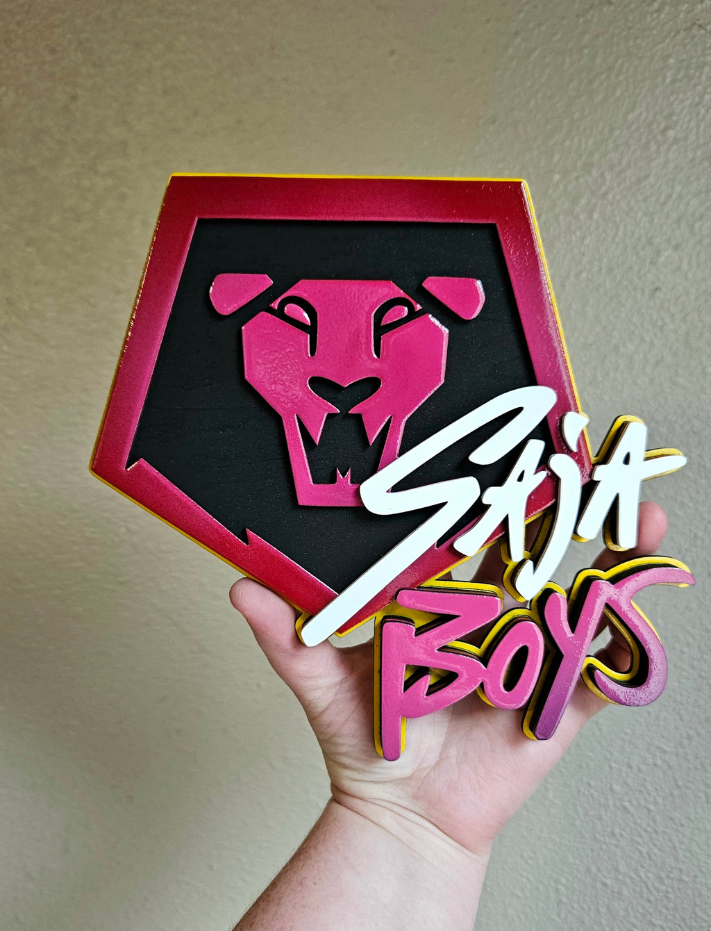 Handmade Made-To-Order Wooden Layered Kpop Saja Boys Movie Inspired Wall Decor