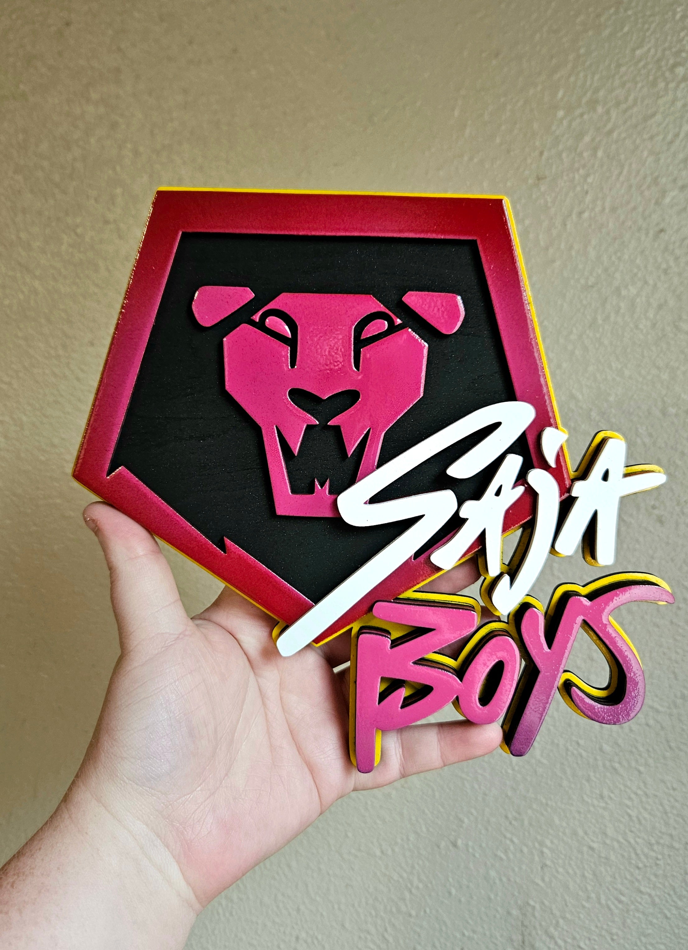 Handmade Made-To-Order Wooden Layered Kpop Saja Boys Movie Inspired Wall Decor