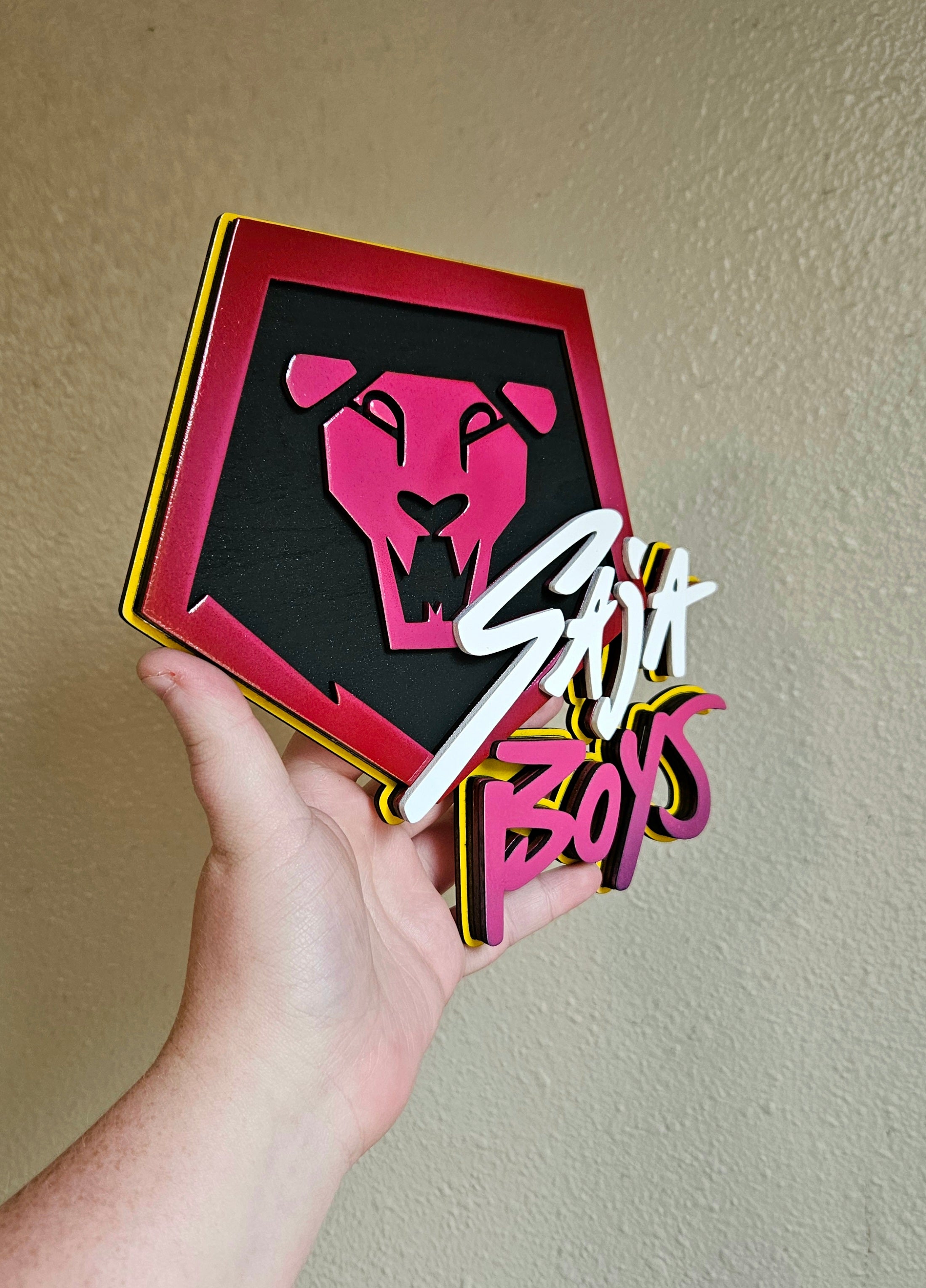 Handmade Made-To-Order Wooden Layered Kpop Saja Boys Movie Inspired Wall Decor