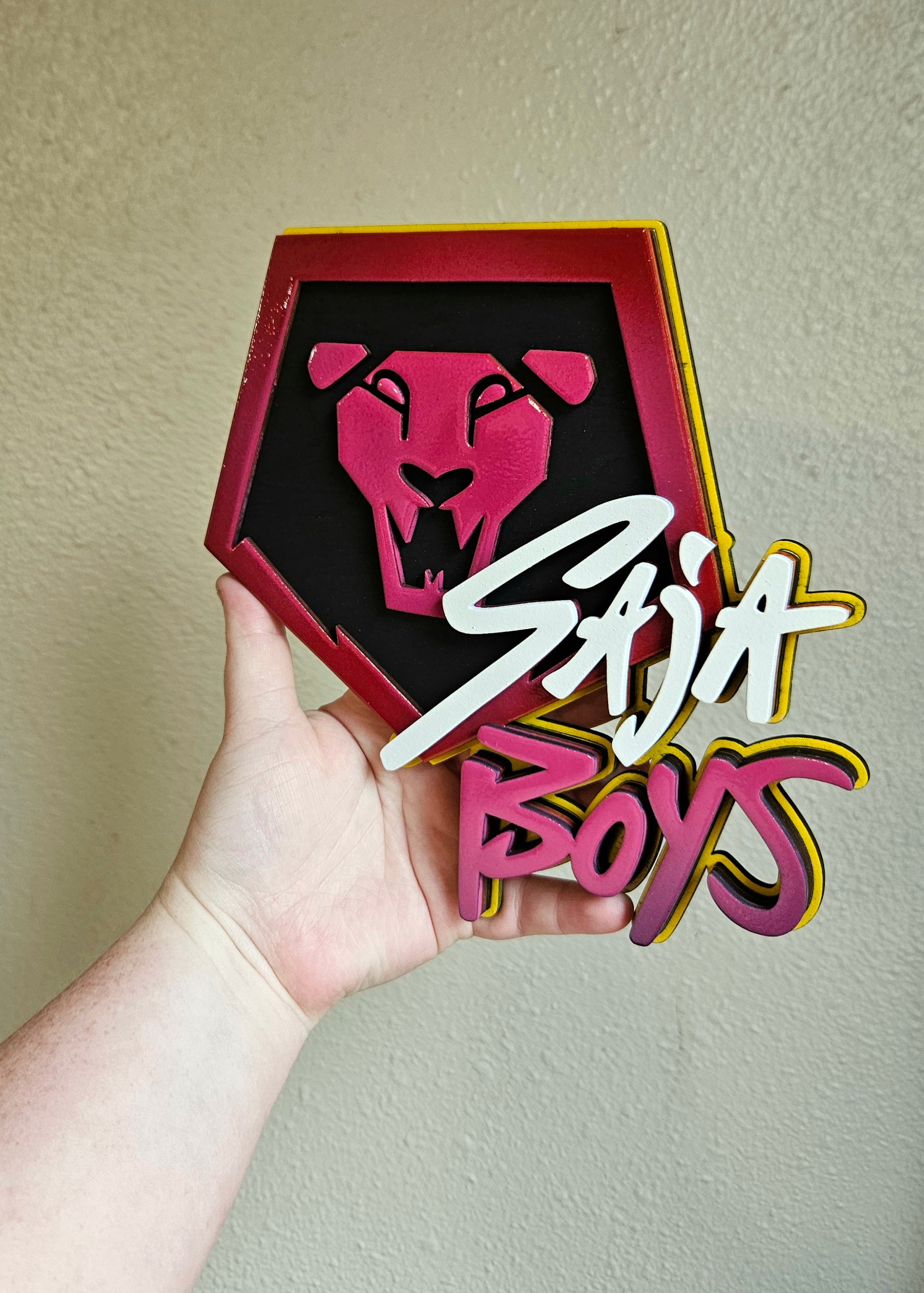 Handmade Made-To-Order Wooden Layered Kpop Saja Boys Movie Inspired Wall Decor