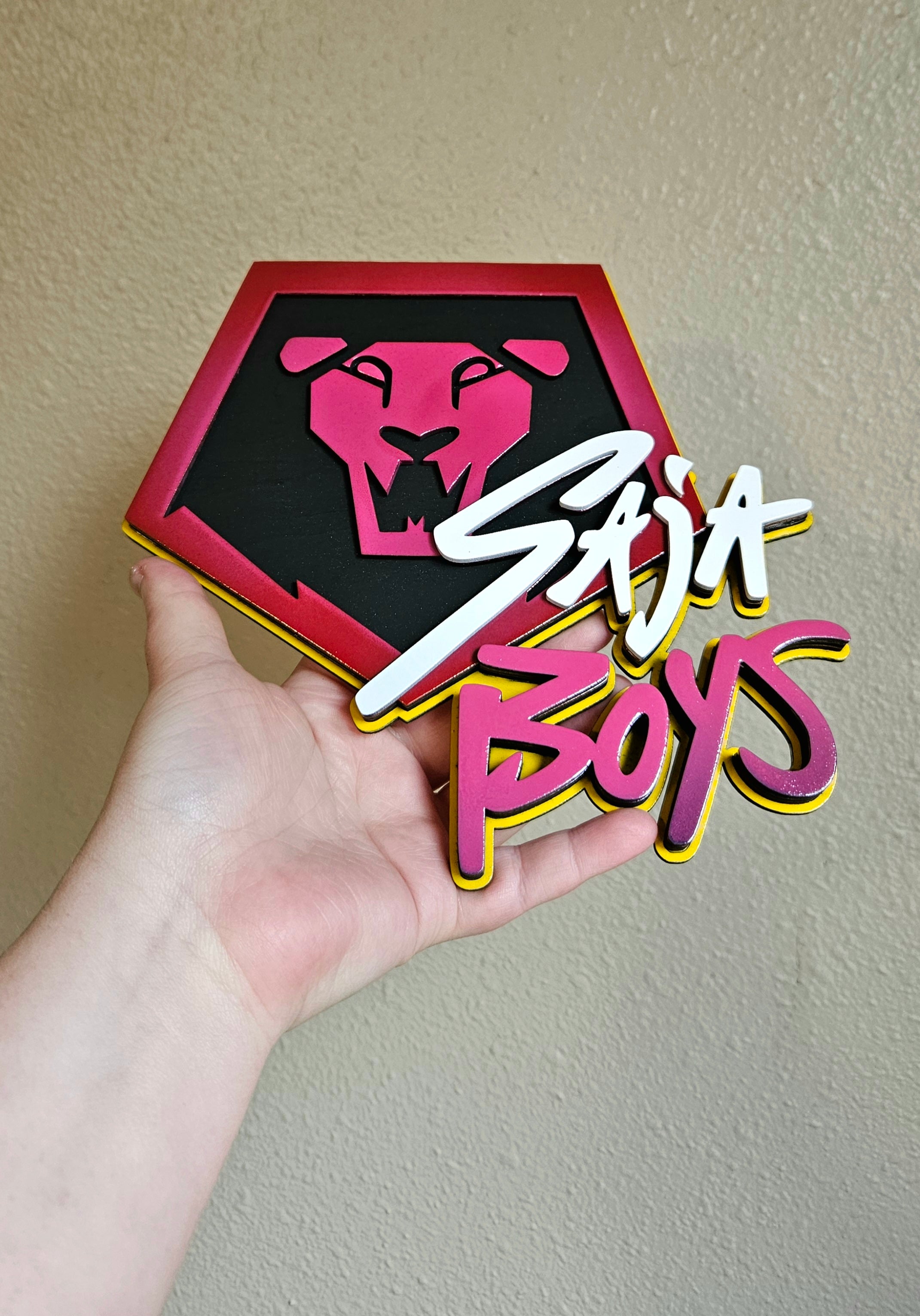 Handmade Made-To-Order Wooden Layered Kpop Saja Boys Movie Inspired Wall Decor