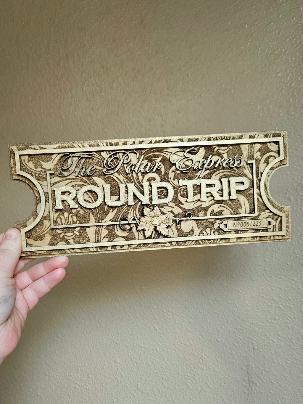 Handmade Made-To-Order 10.5" Layered Wooden North Polar Train Ticket Movie Inspired Wall Art