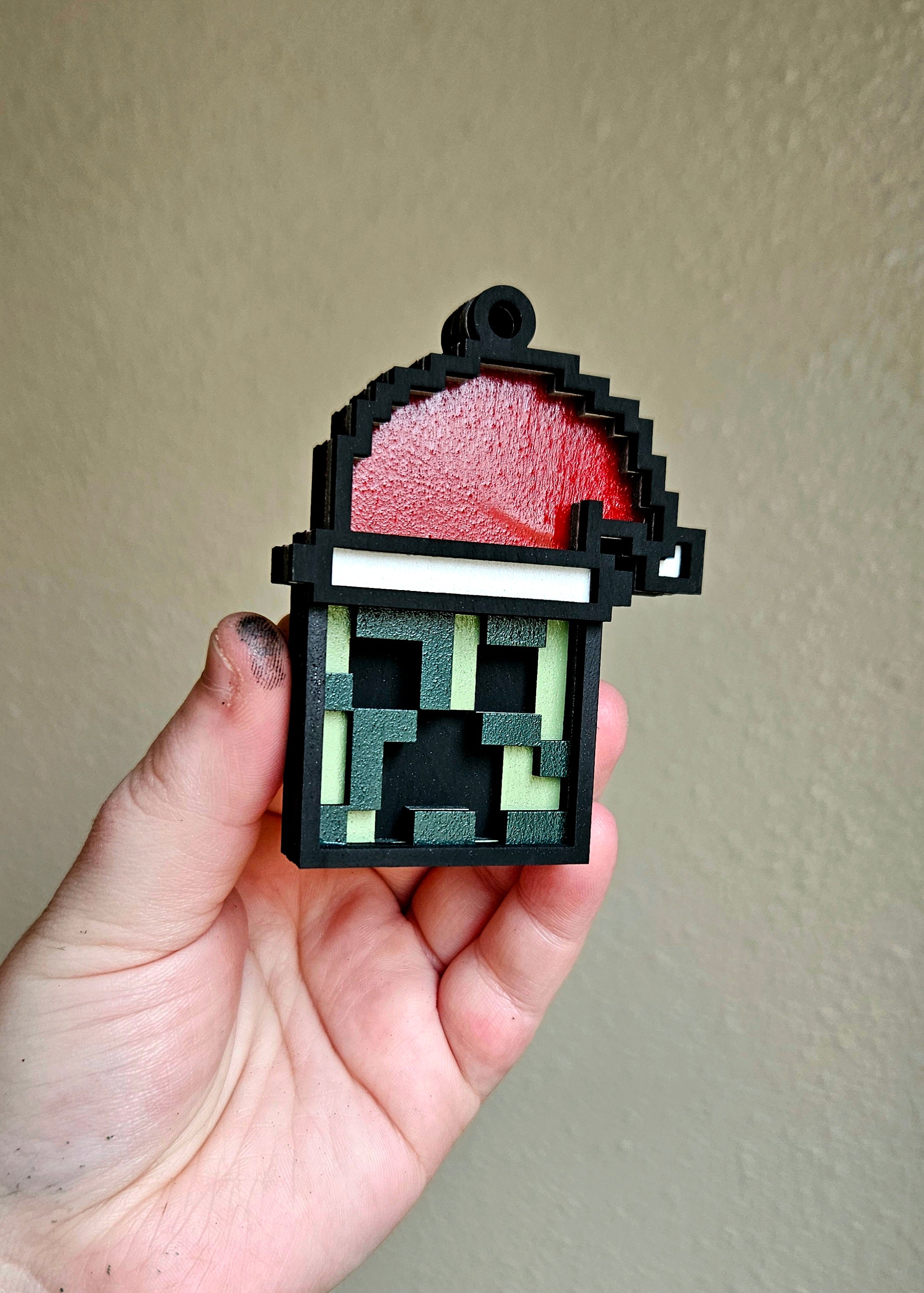 Handmade Made-To-Order 3"Wooden Layered Christmas Creeper Video Game Inspired Ornament